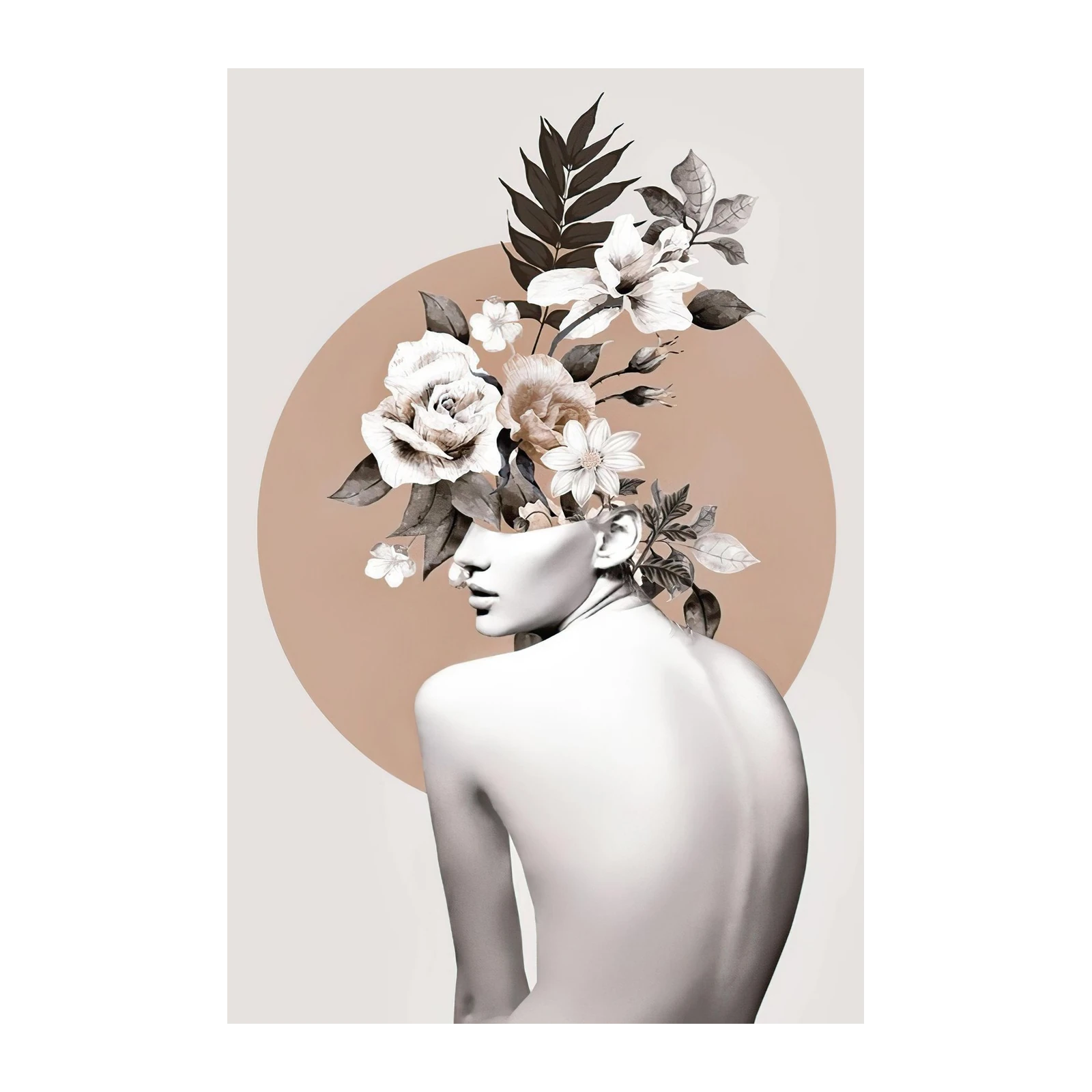 Surreal Floral Head Woman Wall Art