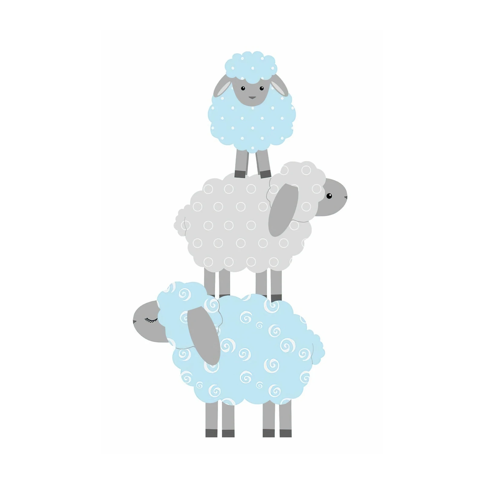Cute Sheep Stack Baby Nursery Decor Wall Art