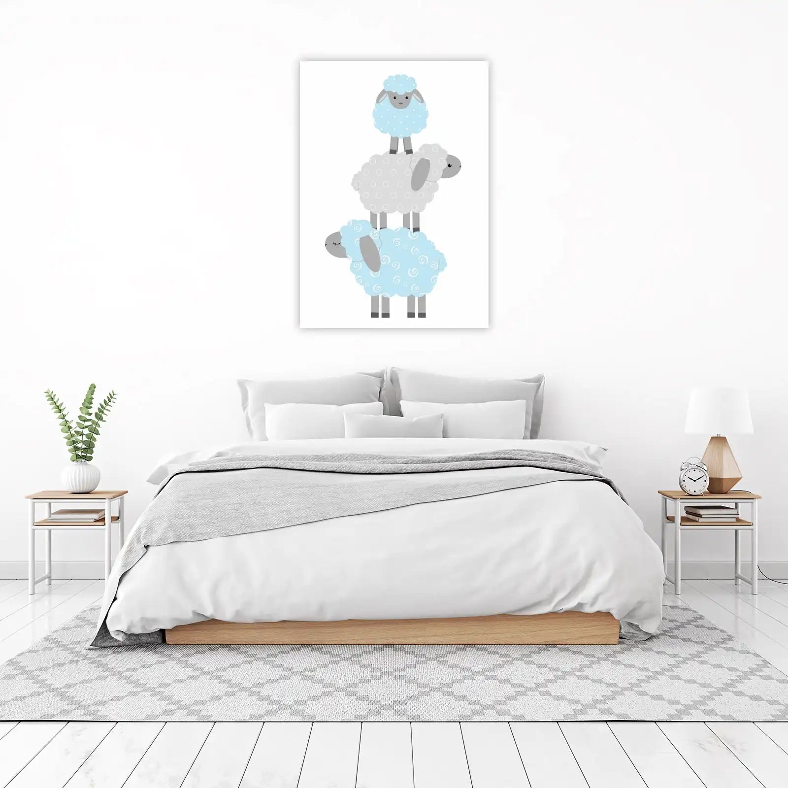 Cute Sheep Stack Baby Nursery Decor Wall Art