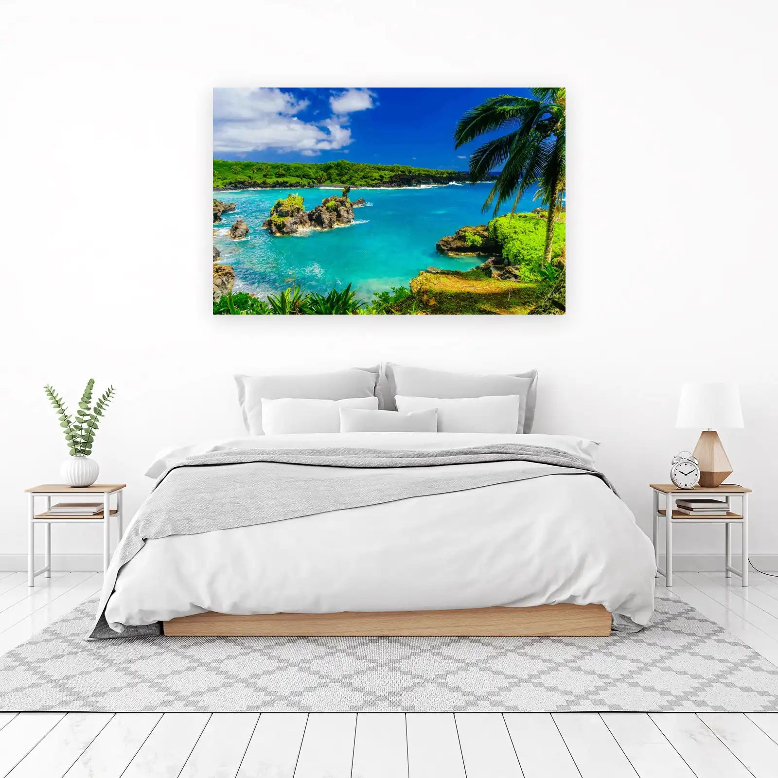 Tropical Paradise Ocean Black Sand Beach Wall Art