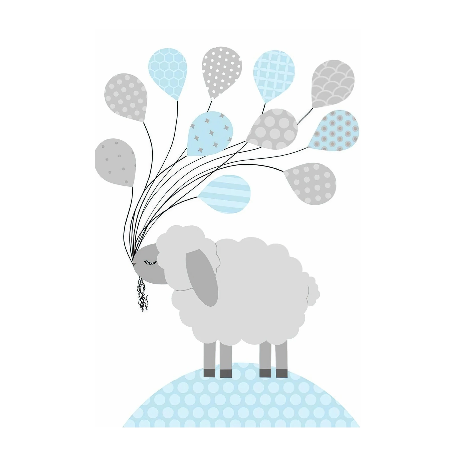Whimsical Sheep & Balloons Wall Art