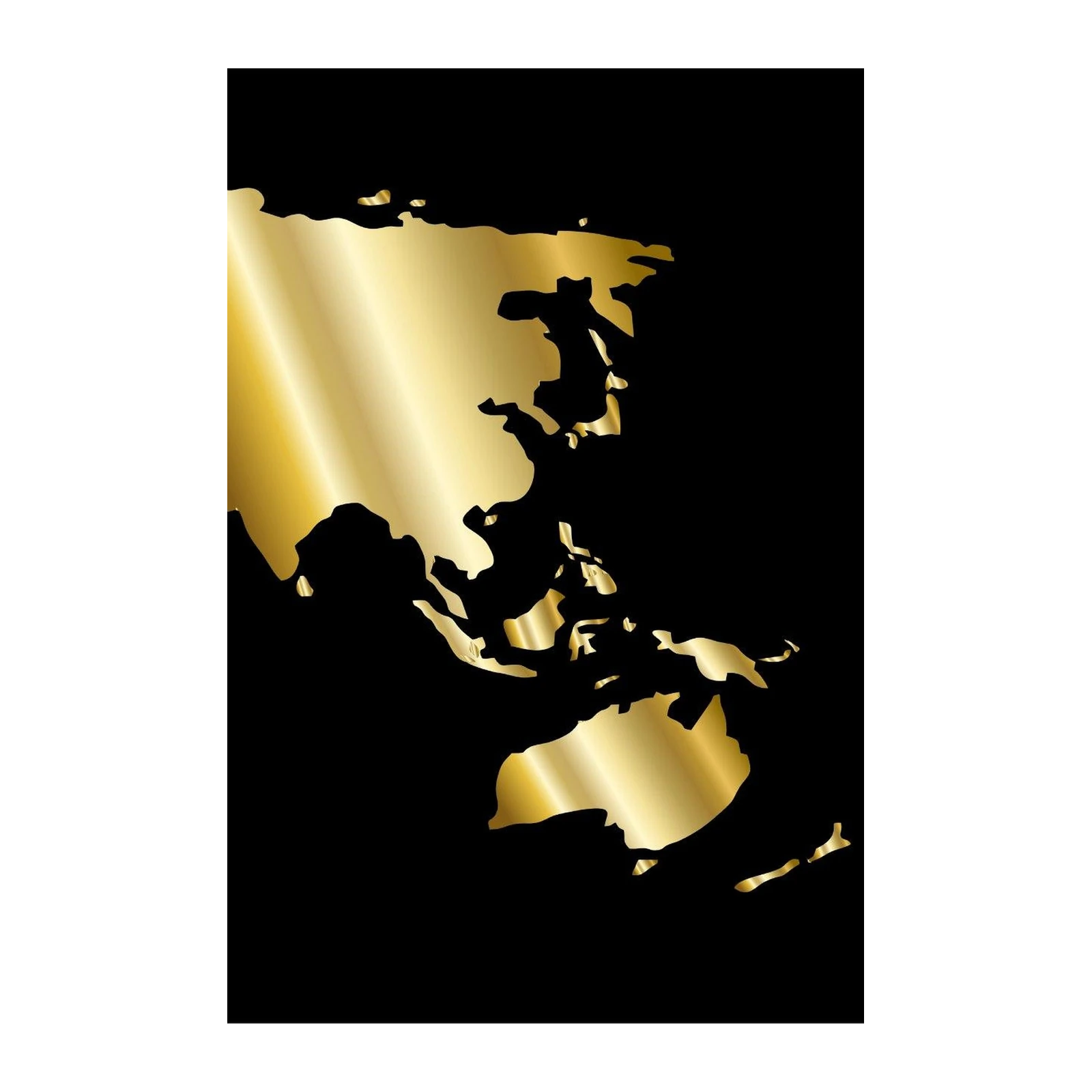 Gold World Map Silhouette Wall Art