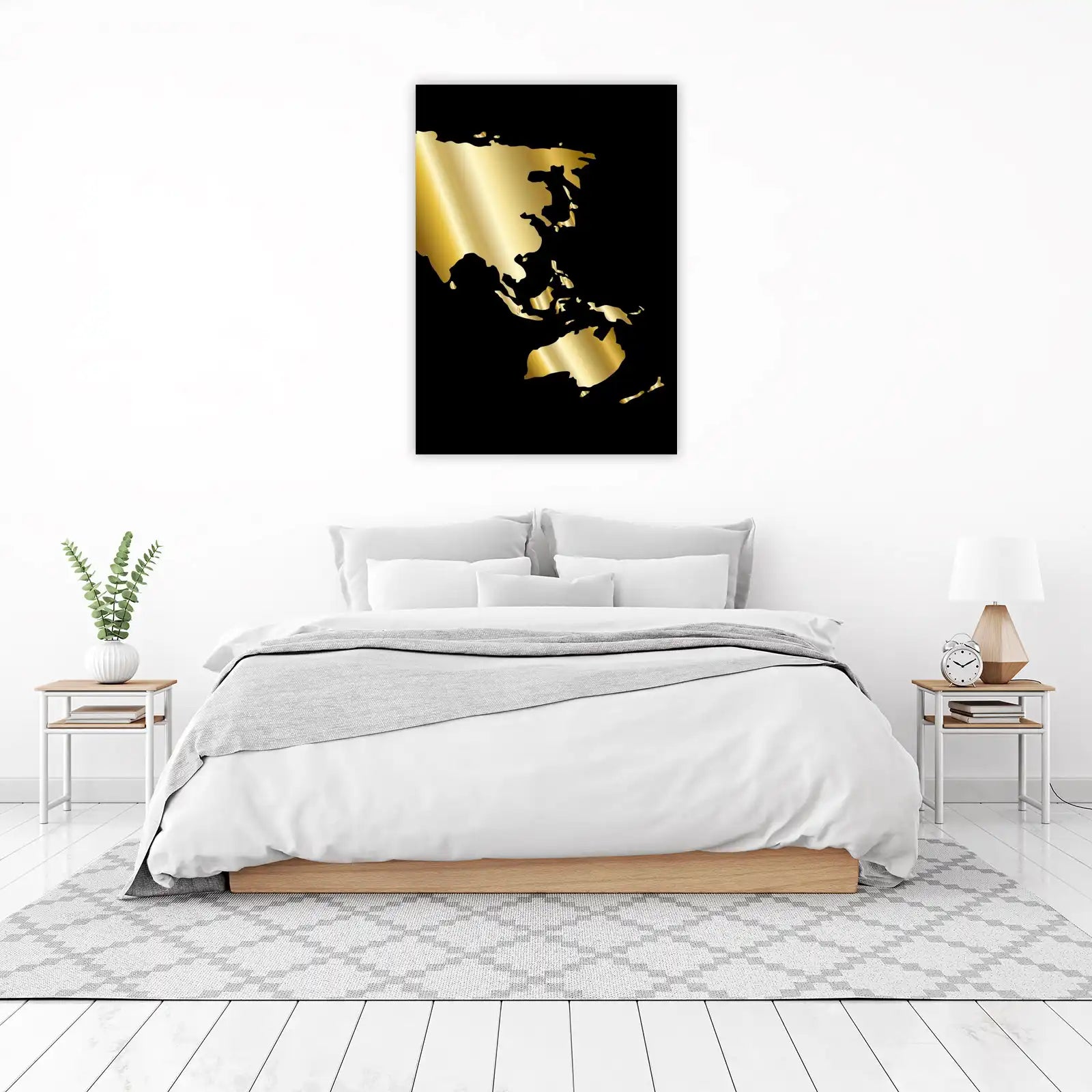 Gold World Map Silhouette Wall Art