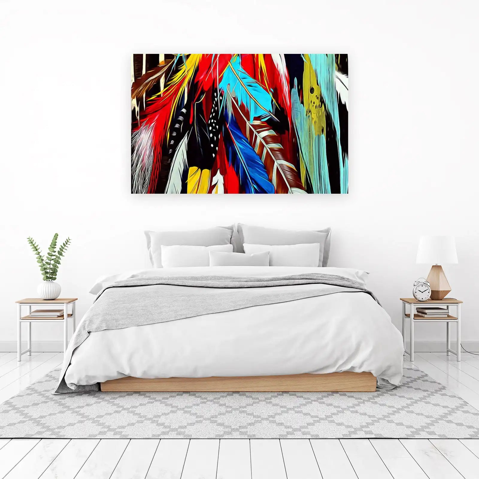 Vibrant Feather Burst Wall Art