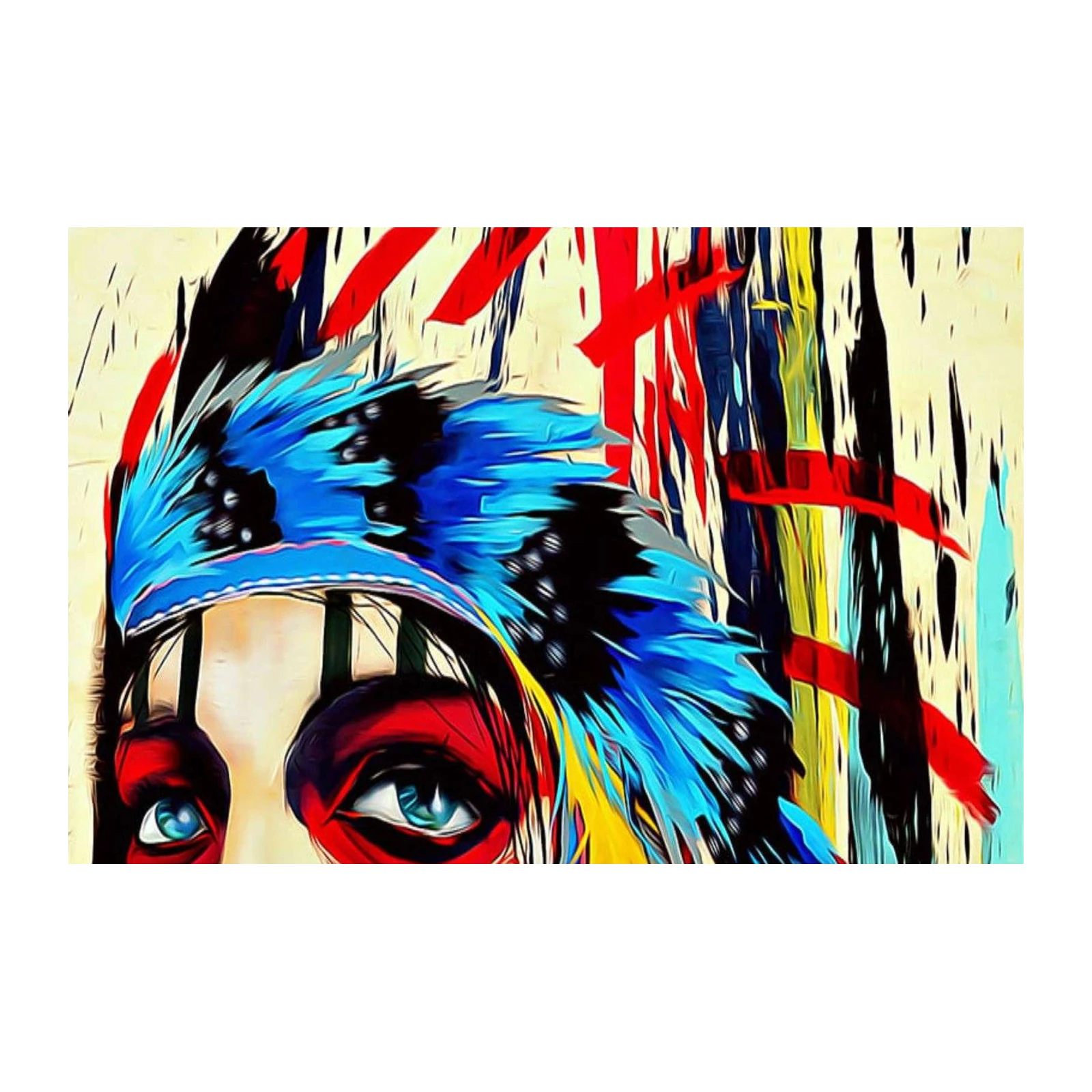 Vibrant Native Warrior Abstract Wall Art