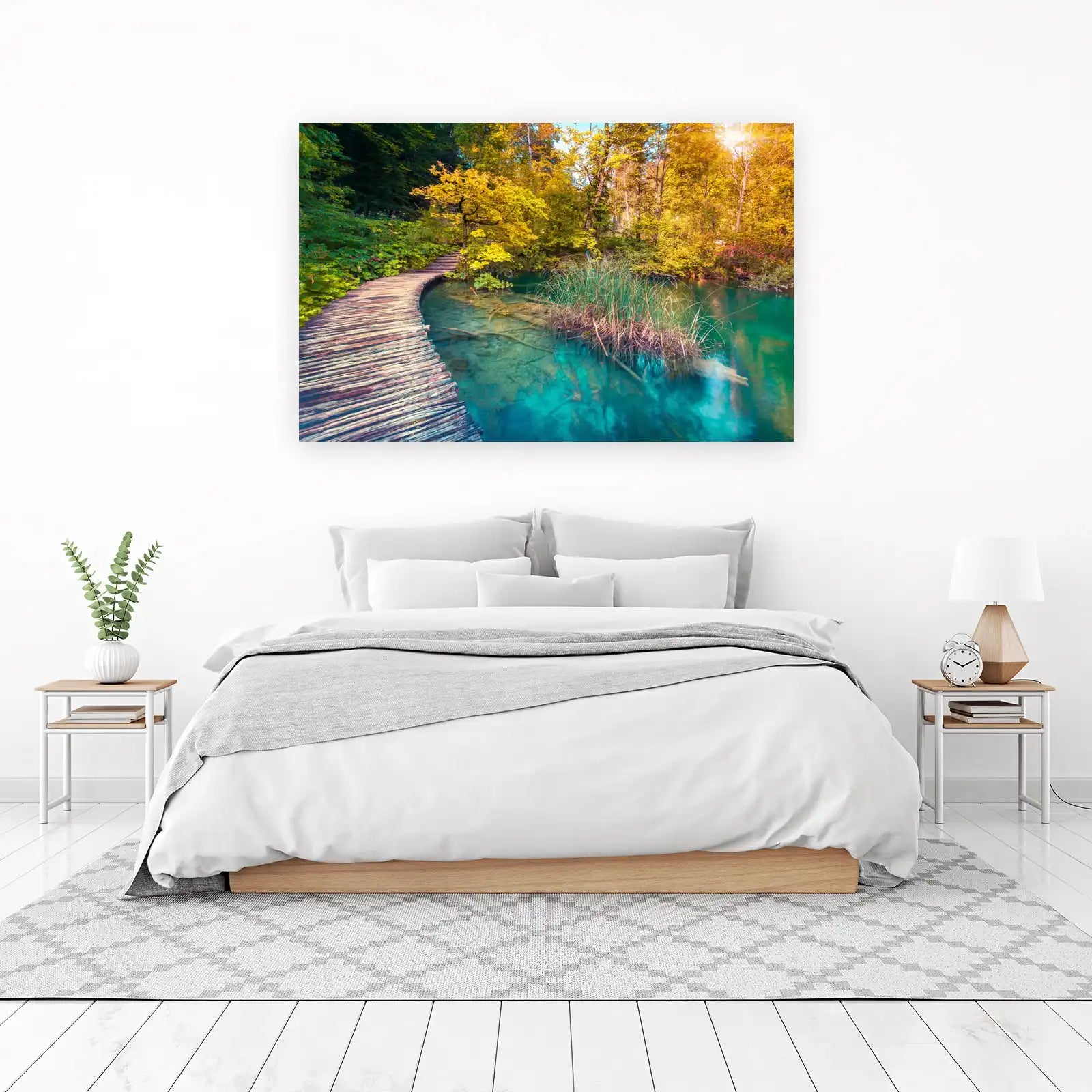 Serene Forest Lake Pathway Wall Art
