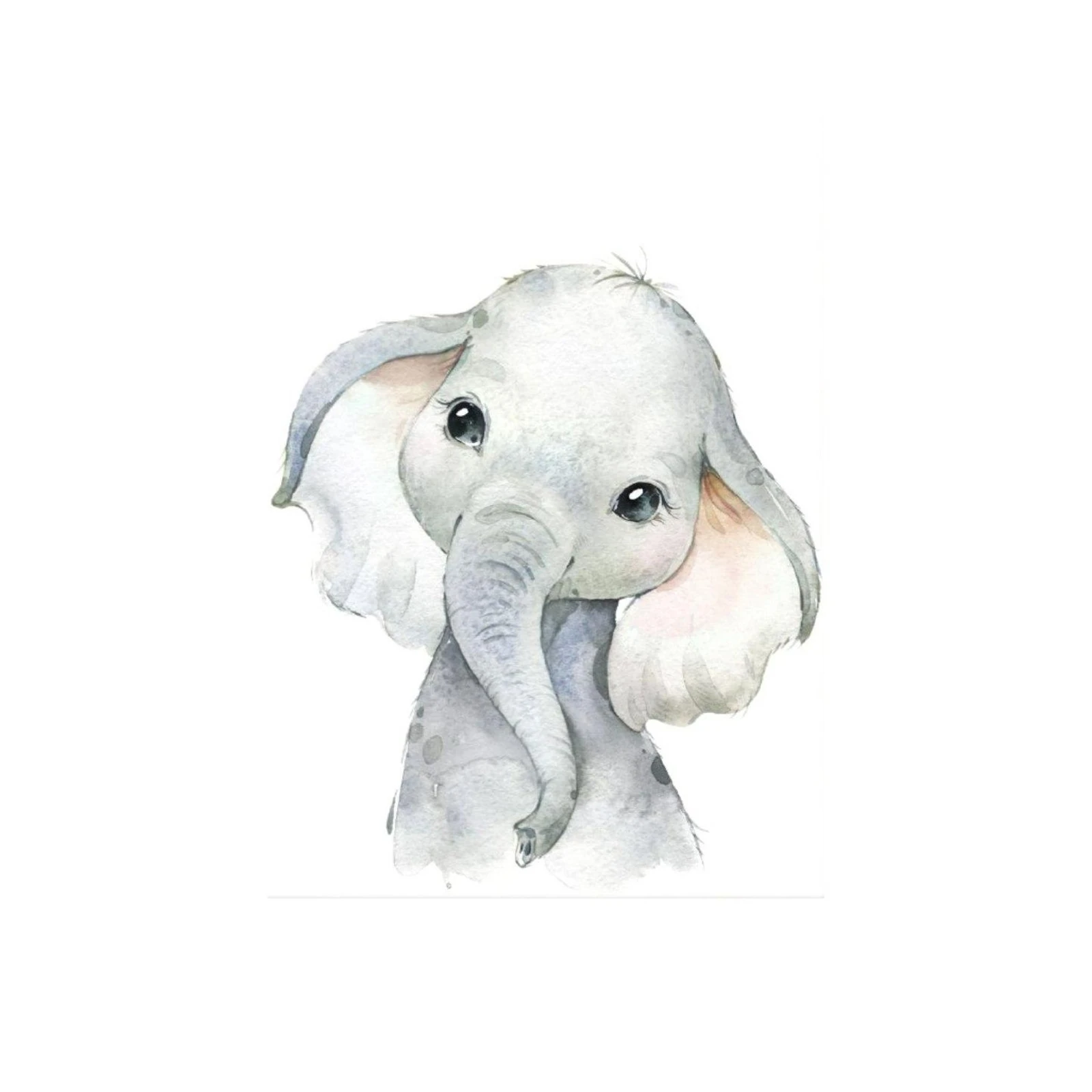 Adorable Watercolor Baby Elephant Wall Art
