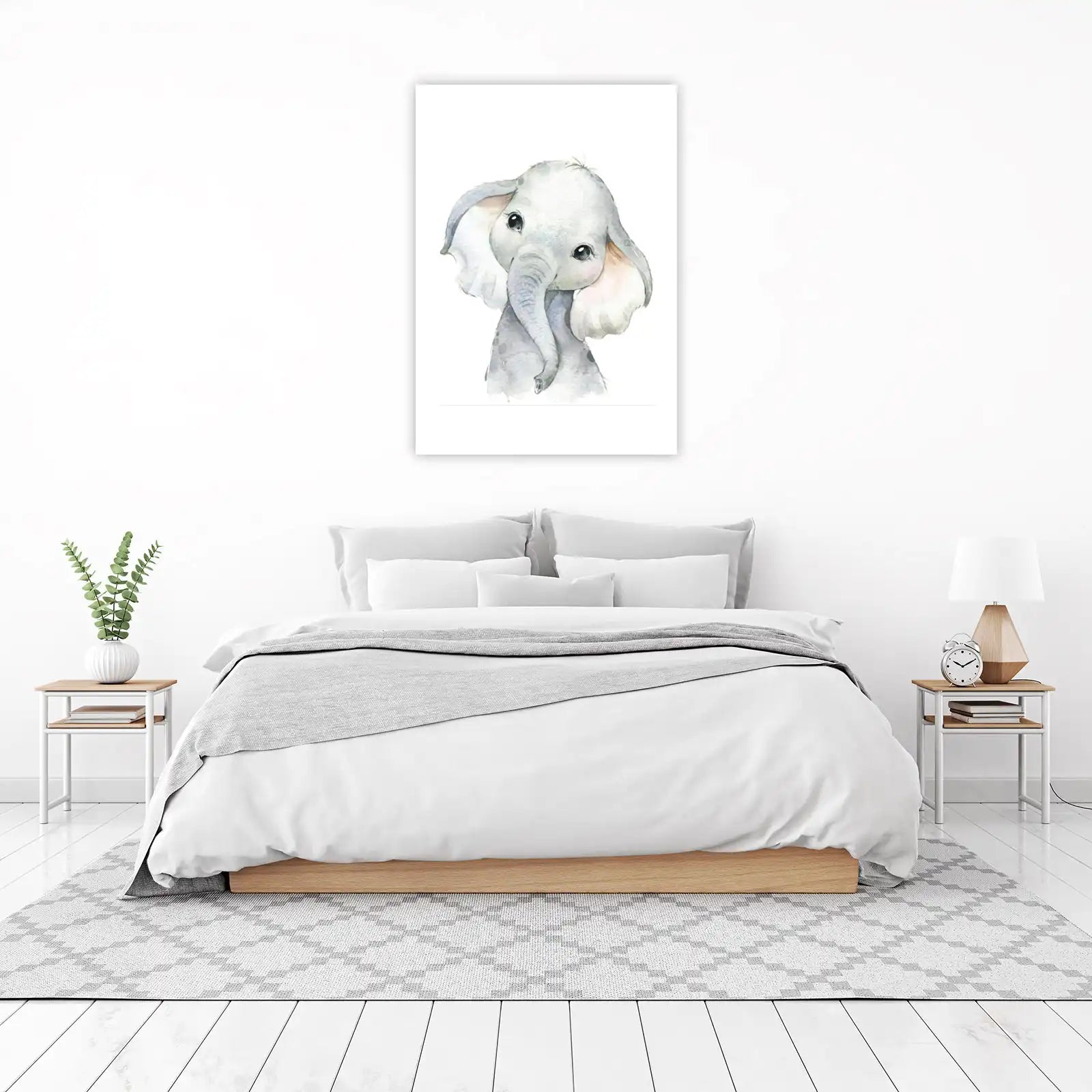 Adorable Watercolor Baby Elephant Wall Art