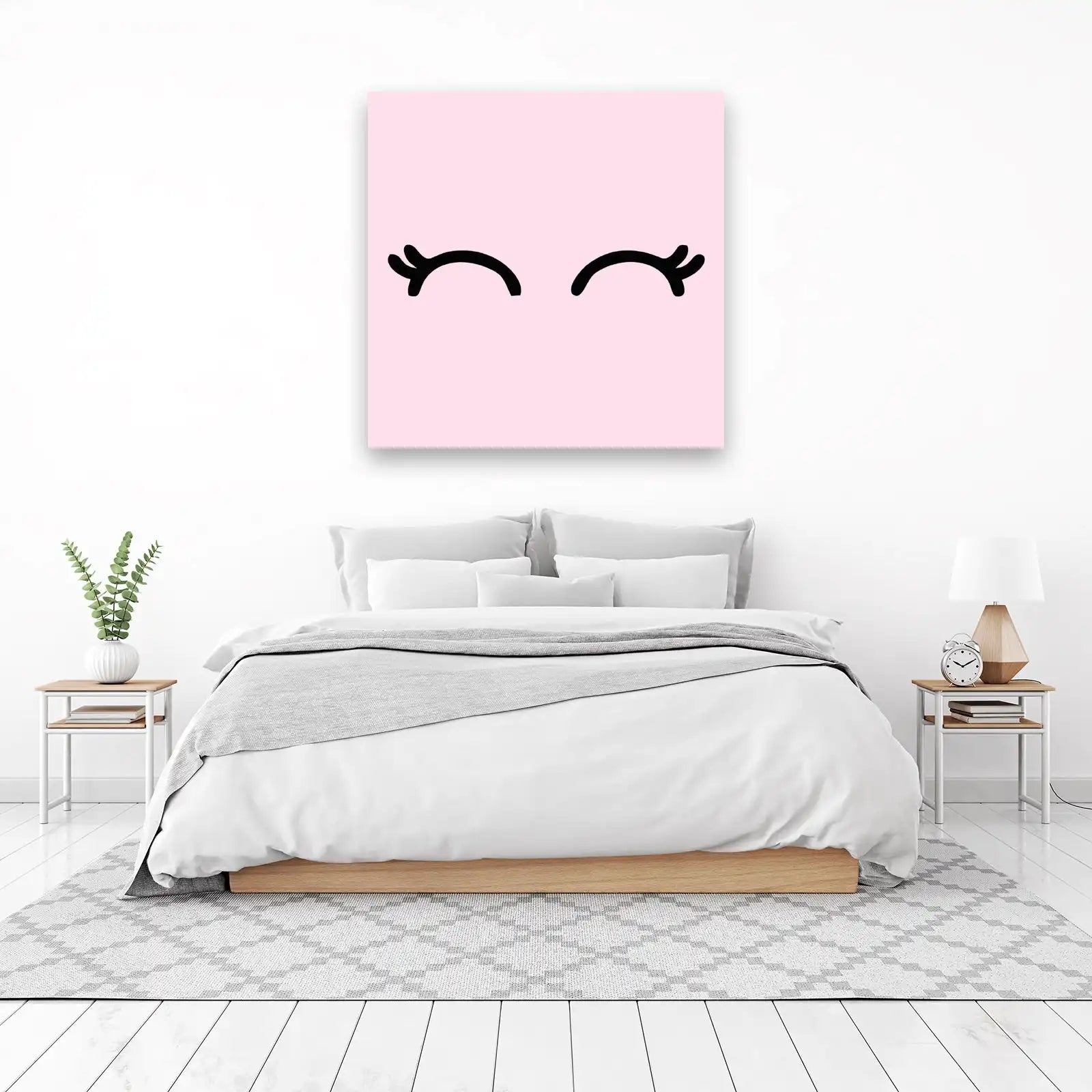 Chic Closed Eyes Pink Aesthetic Wall Art