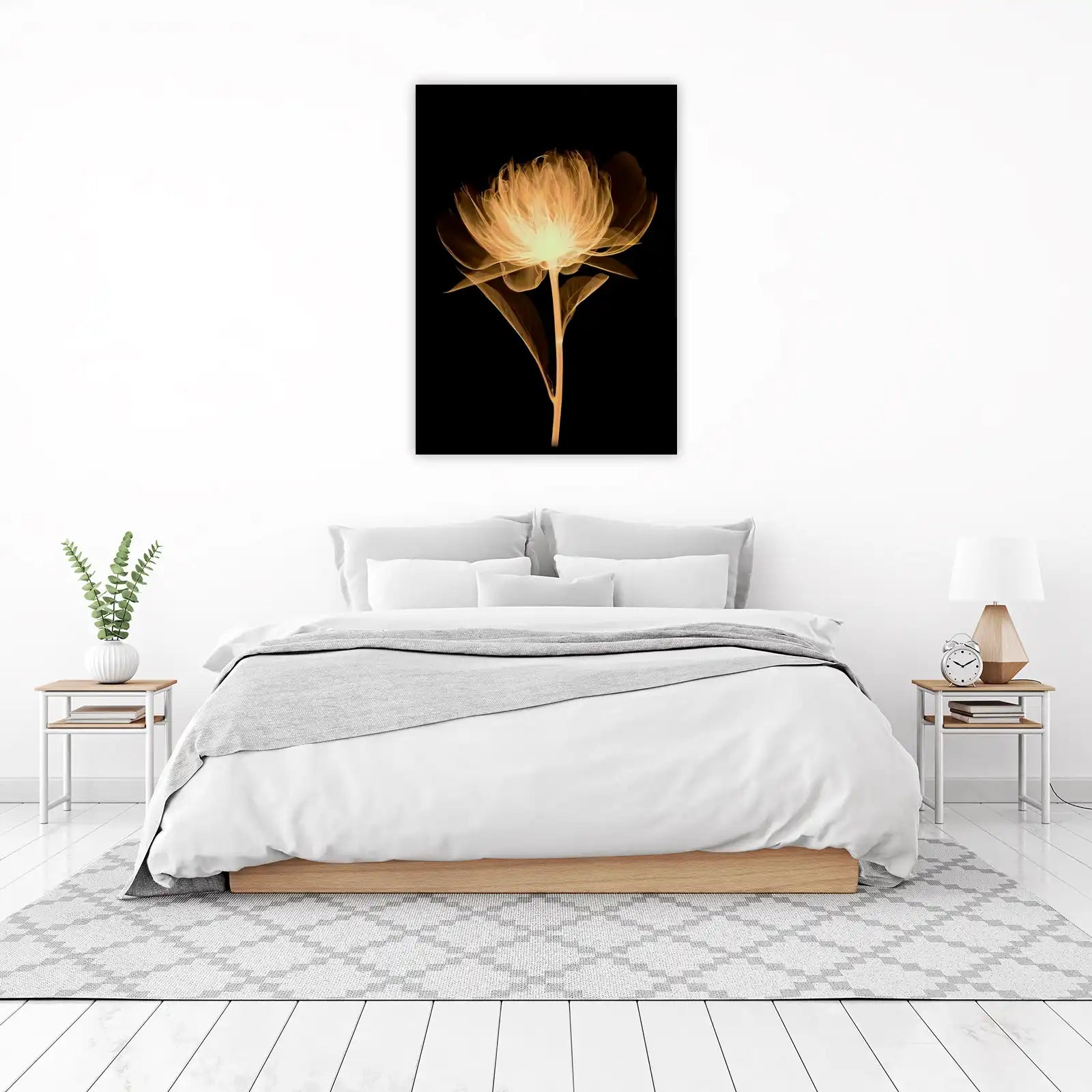 Golden Bloom X-Ray Flower Wall Art