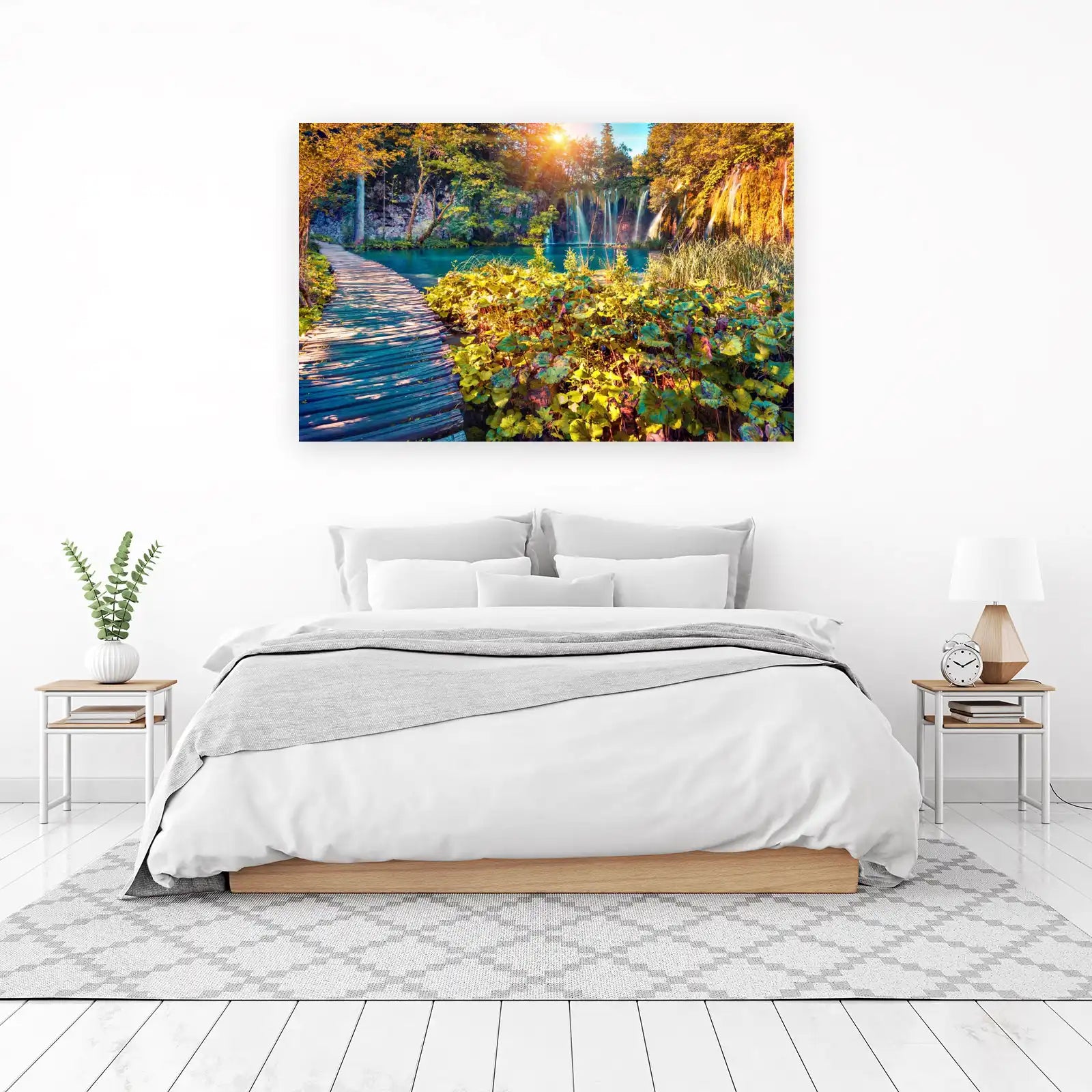 Enchanting Waterfall Boardwalk Autumn Wall Art