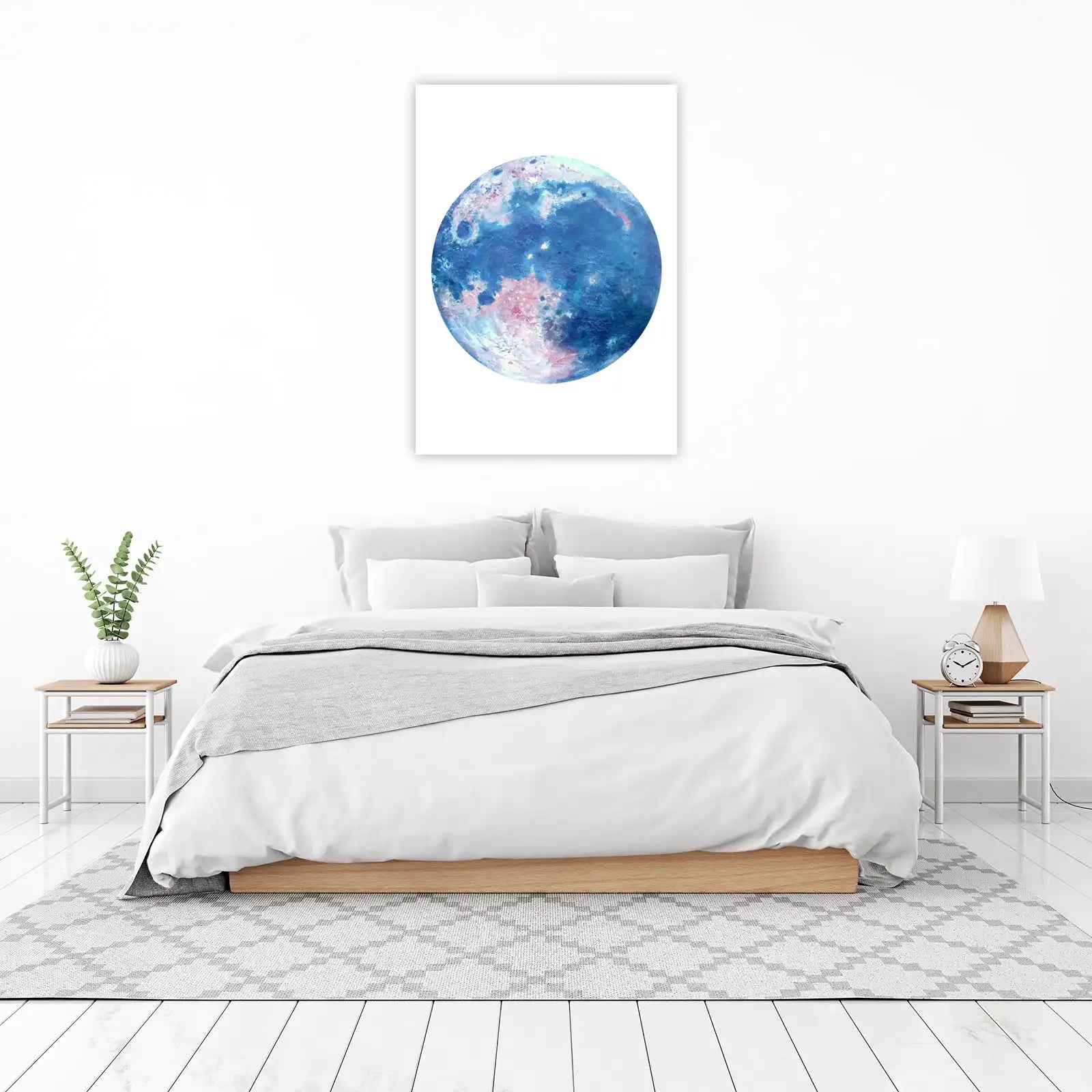 Cosmic Blue Moon Textured Wall Art