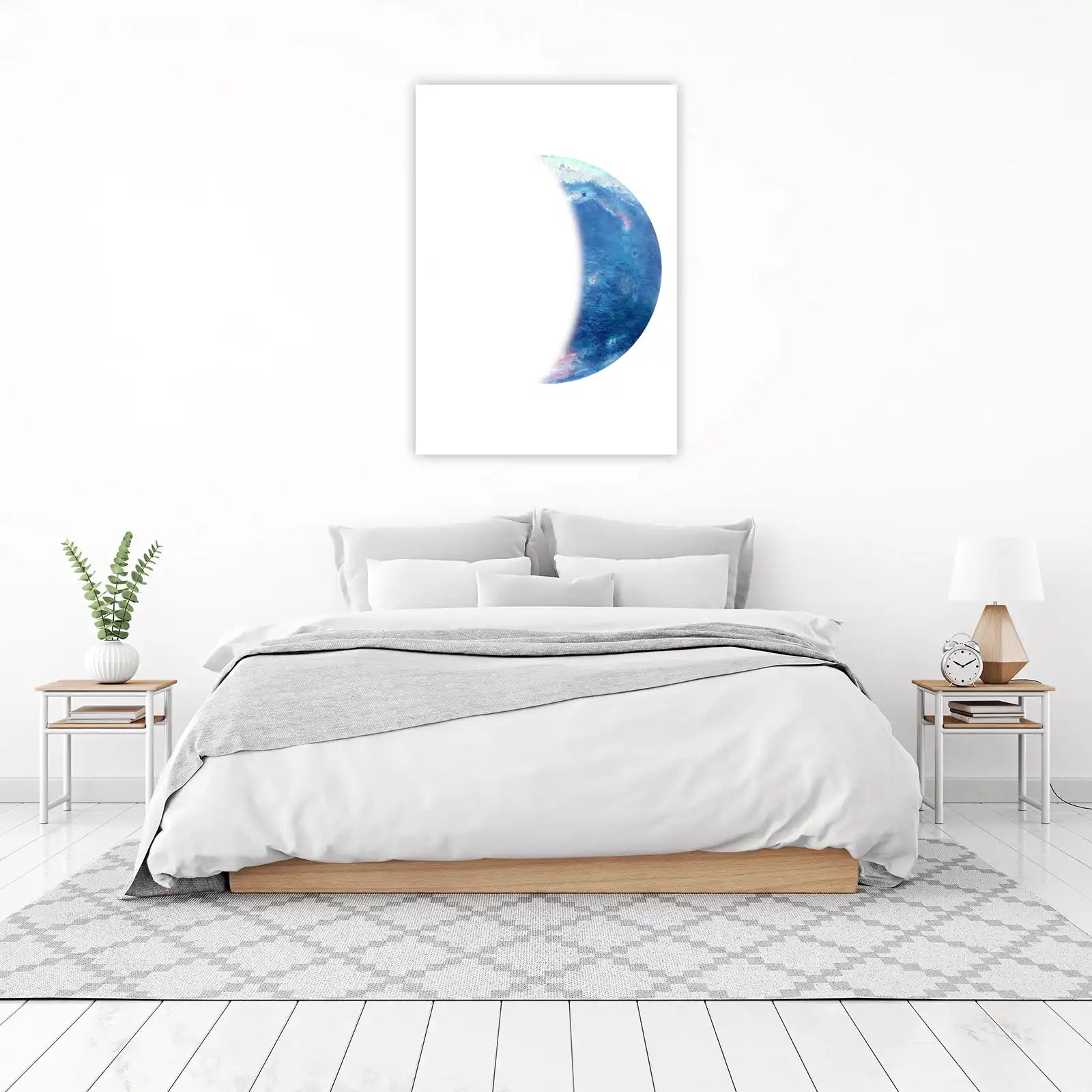Abstract Blue Planet Crescent Wall Art