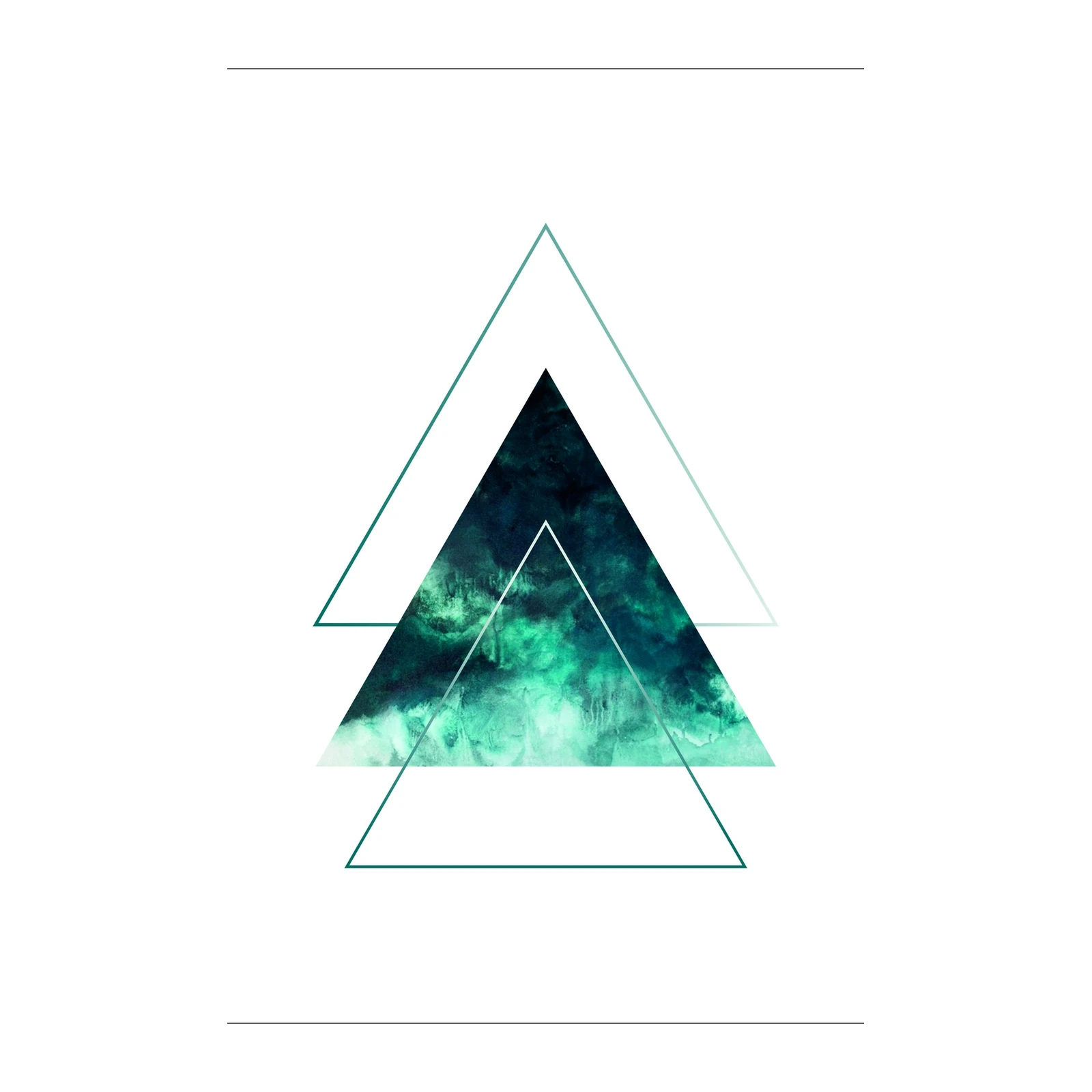 Abstract Geometric Teal Mountain Wall Art