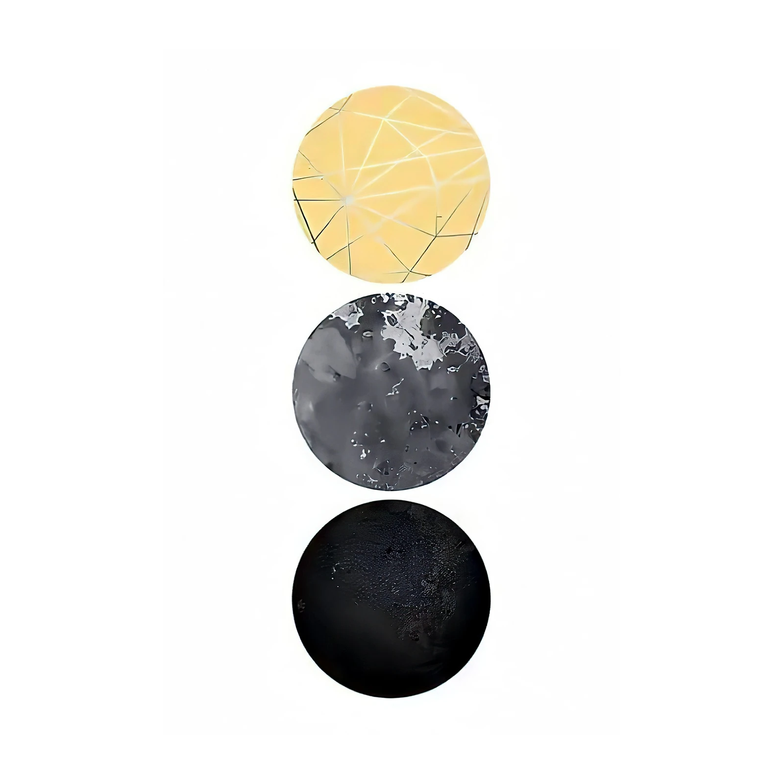 Abstract Circles Geometric Gold Gray Black Wall Art