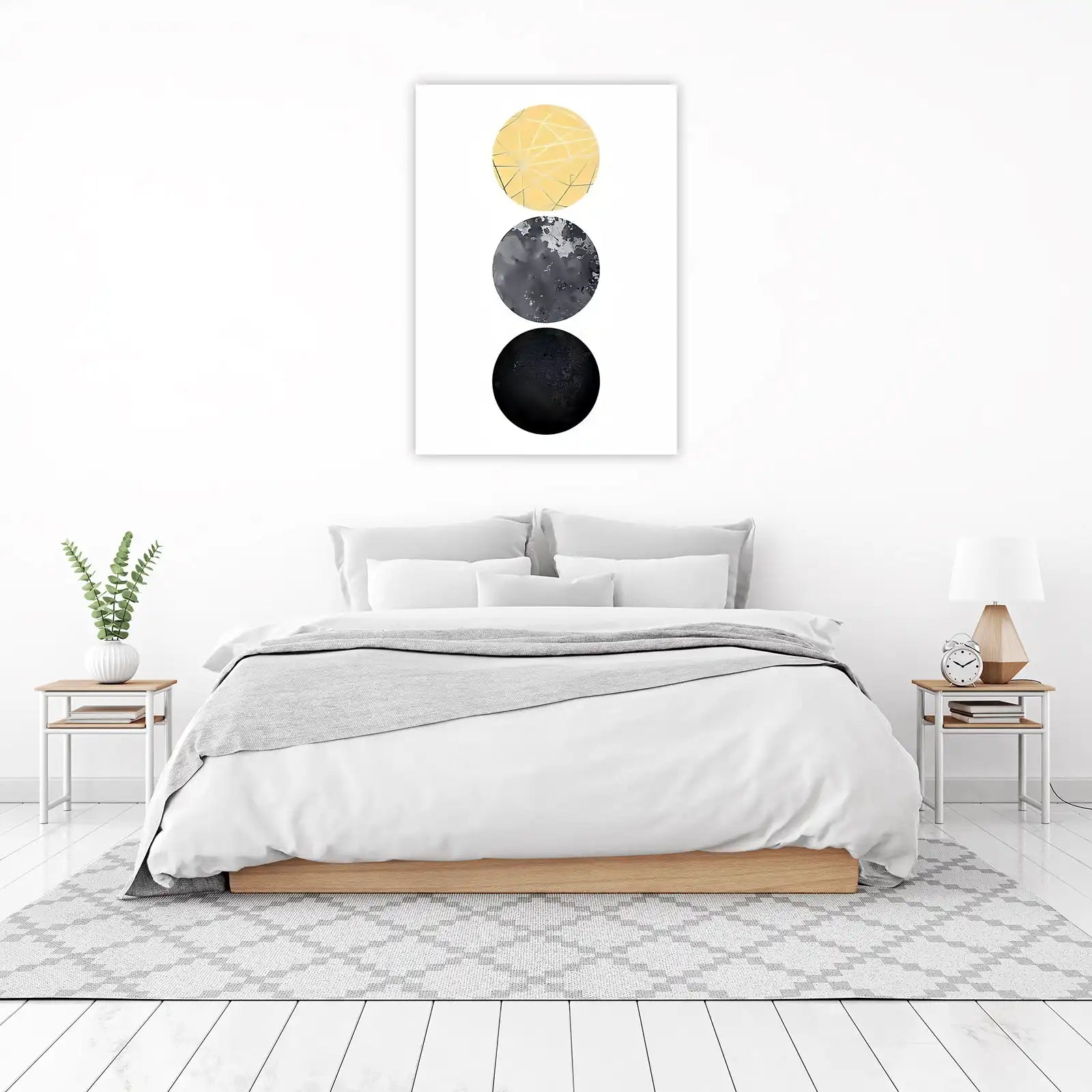 Abstract Circles Geometric Gold Gray Black Wall Art