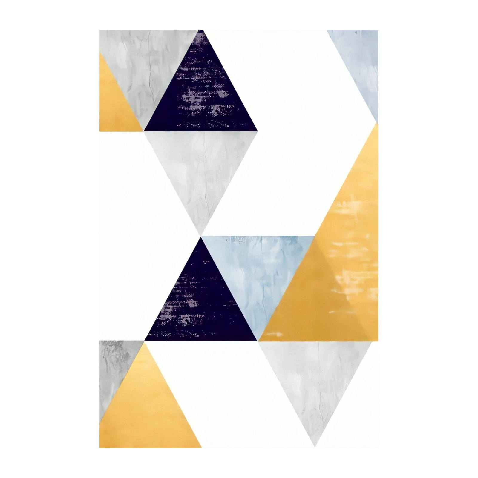 Modern Geometric Gold & Navy Triangles Wall Art