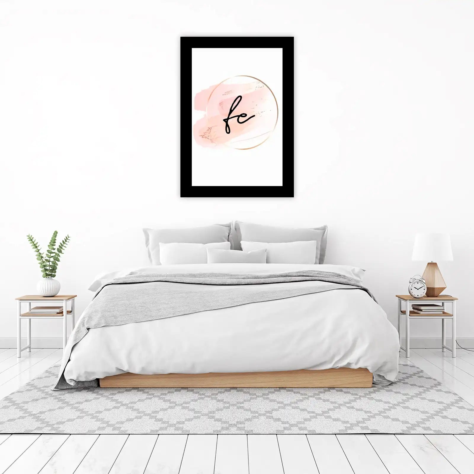 Elegant Pink Script 'fe' Wall Art