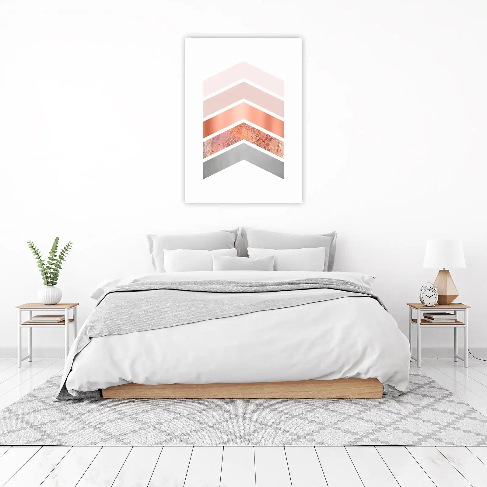 Modern Rose Gold Chevron Wall Art