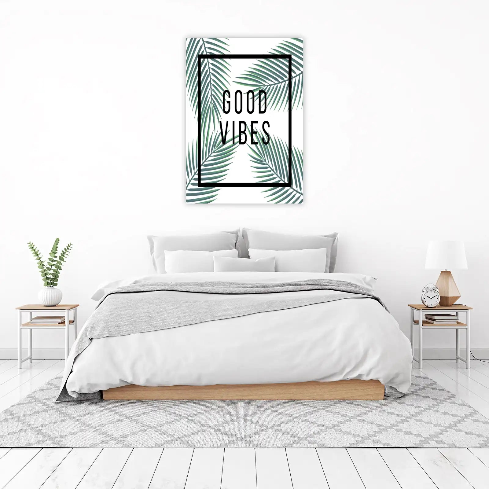 Good Vibes Tropical Palm Leaf Wall Art