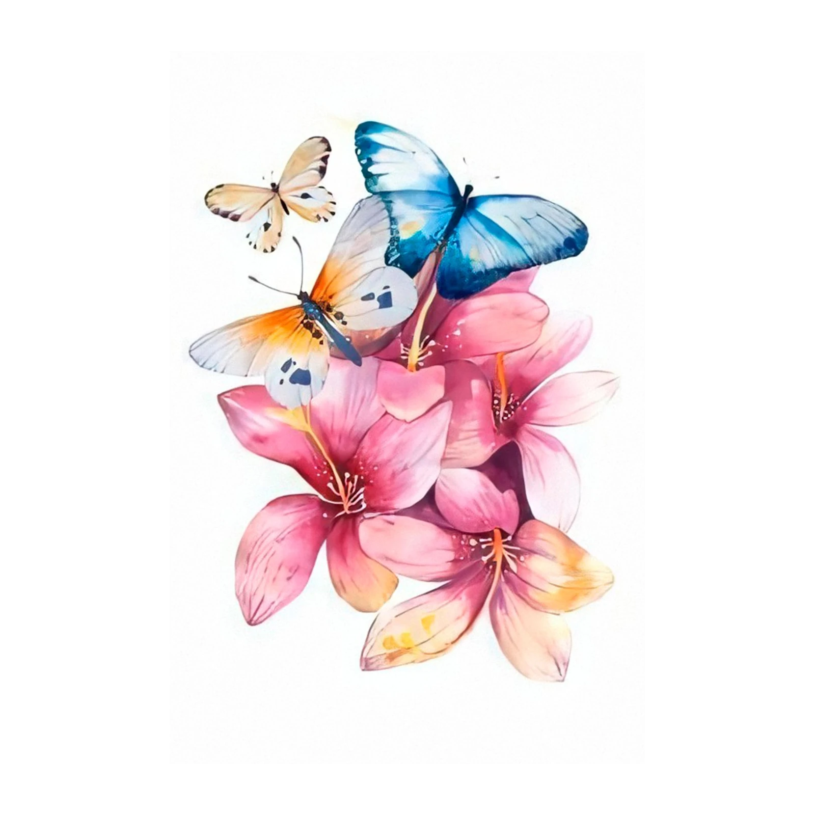 Vibrant Butterflies & Lilies Watercolor Wall Art