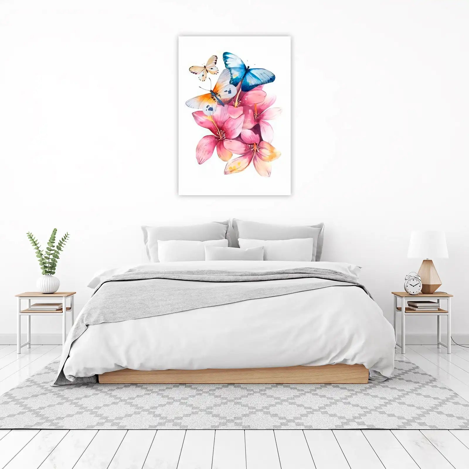 Vibrant Butterflies & Lilies Watercolor Wall Art