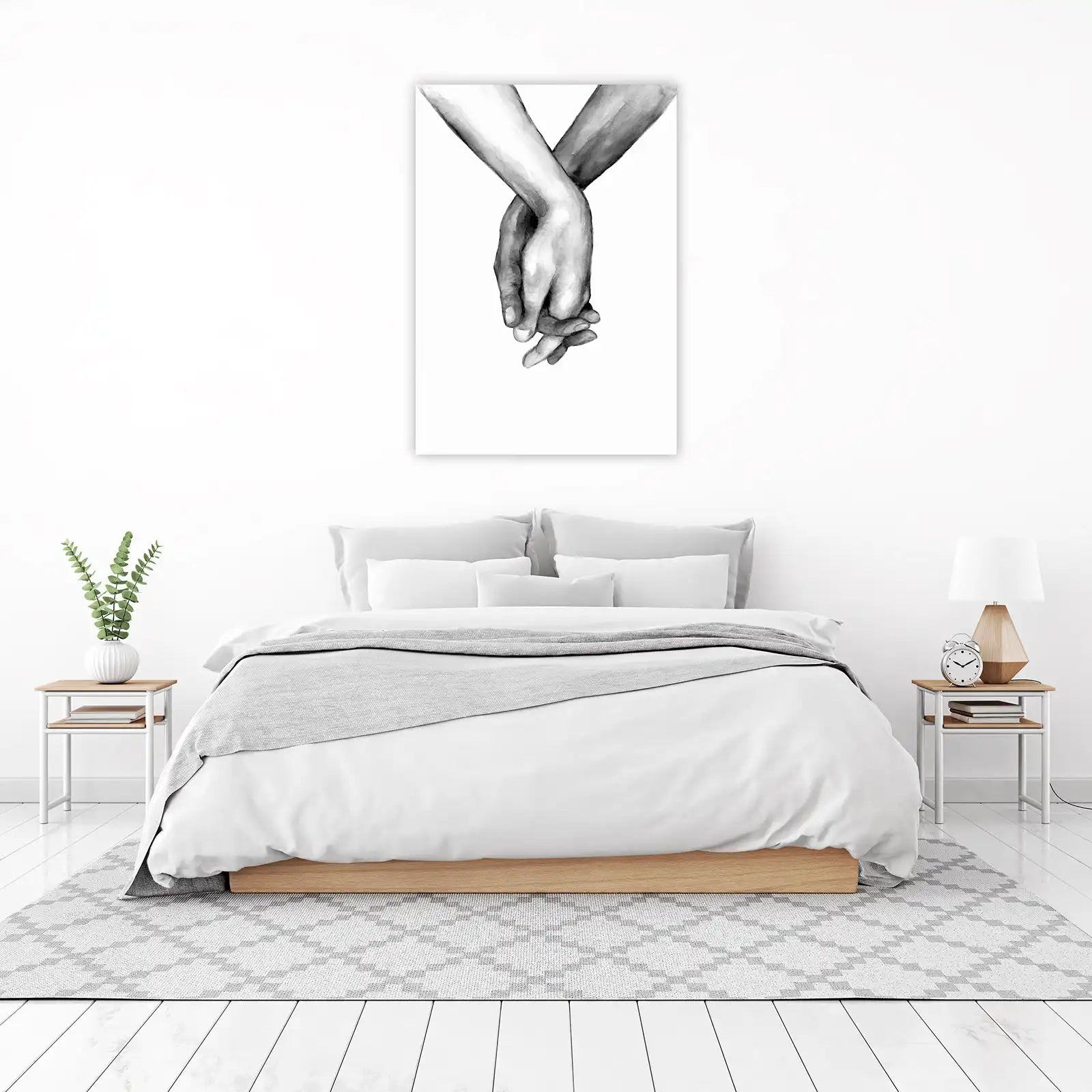 Gentle Embrace Watercolor Hands Wall Art