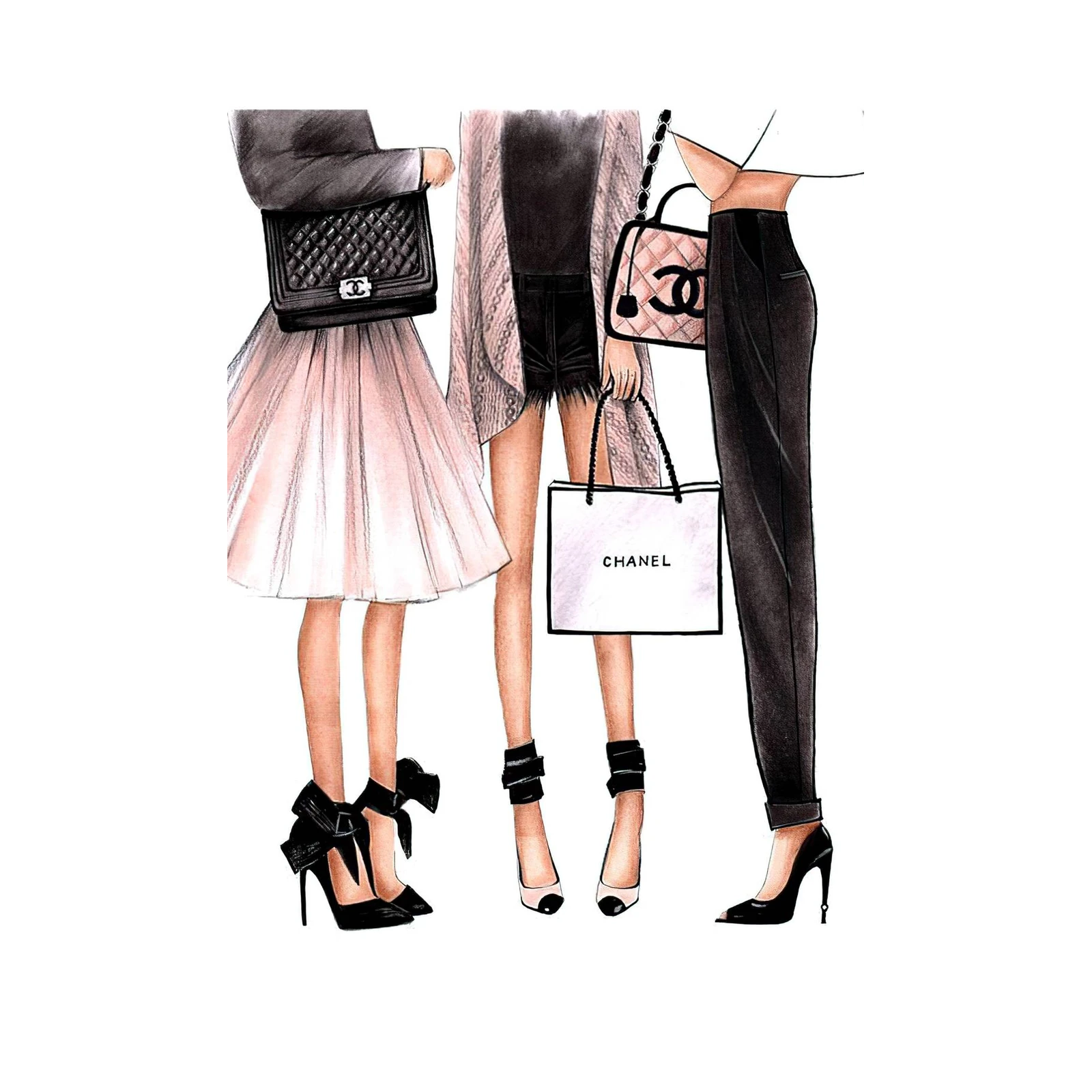 Chic Trio Fashion Illustration Wall Art