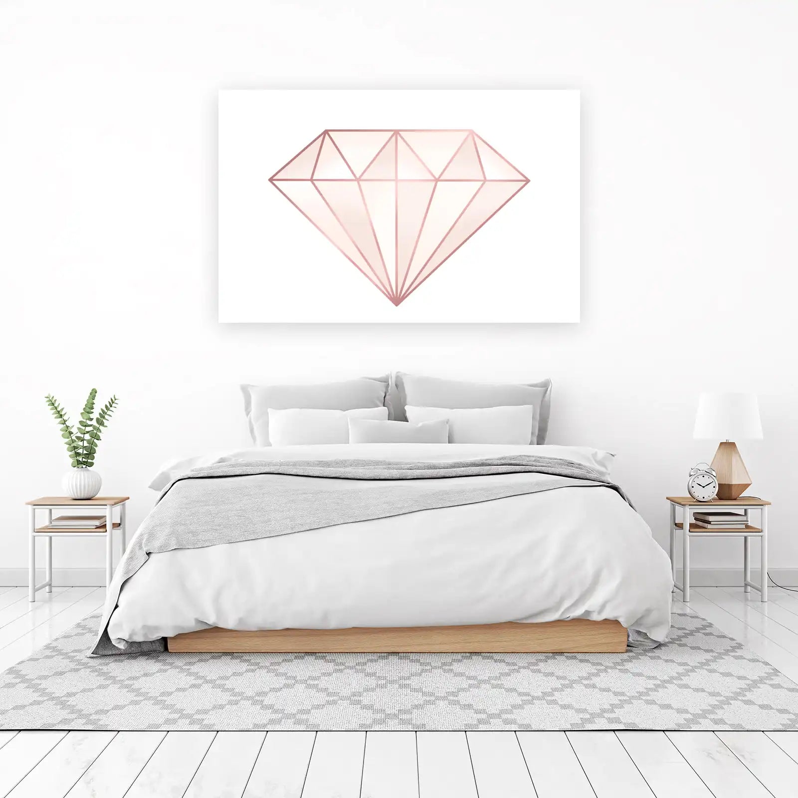 Rose Gold Diamond Geometric Wall Art
