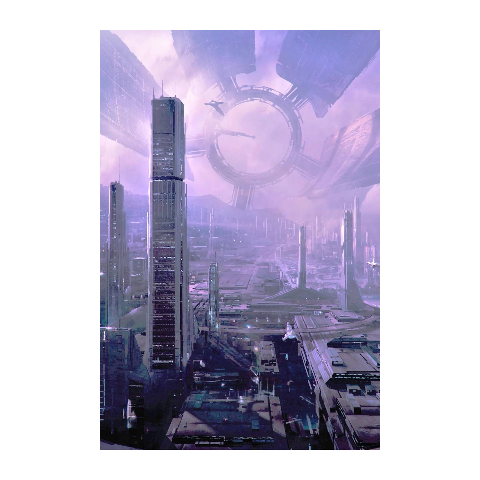 Sci-Fi Cityscape & Space Station Wall Art