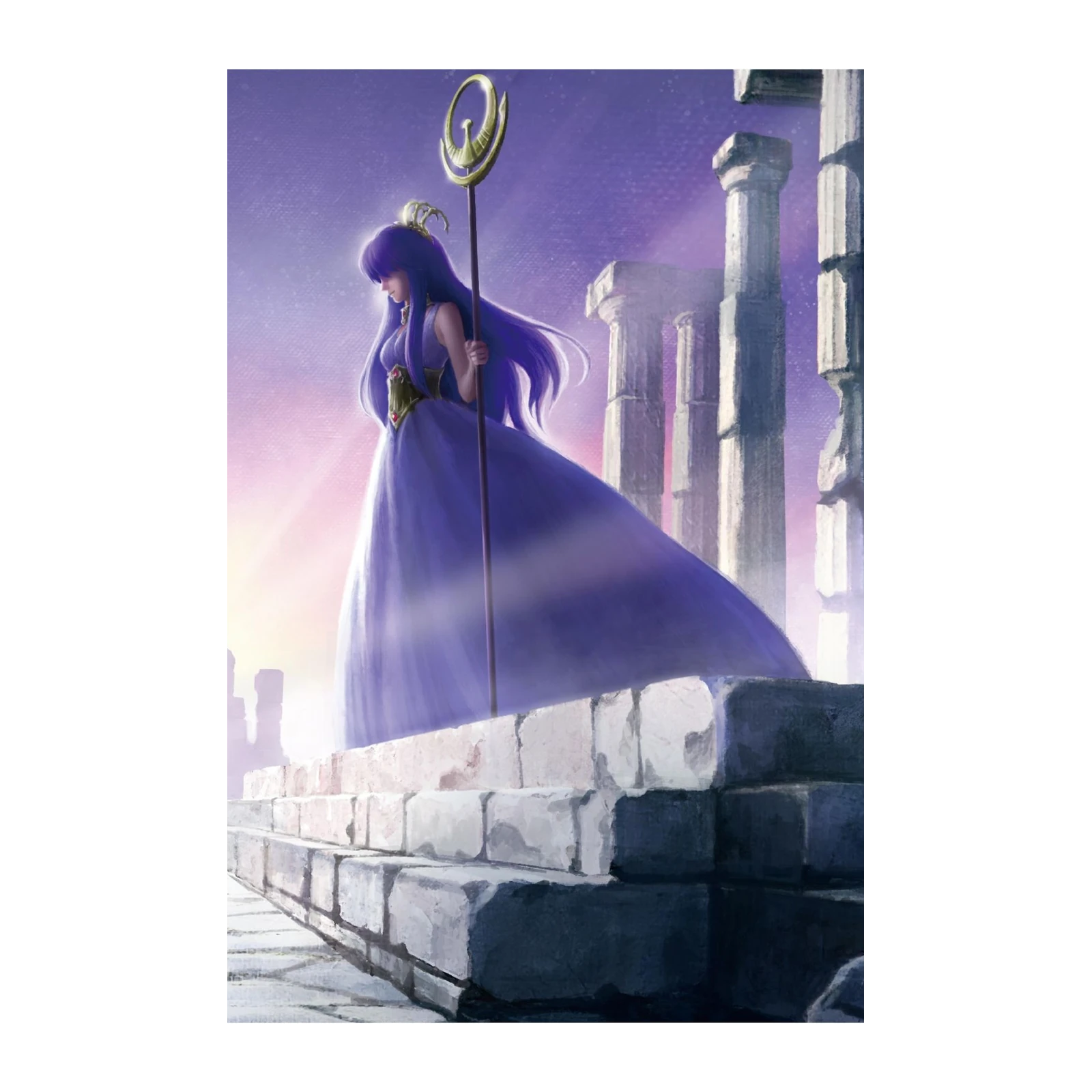 Serene Goddess Purple Dress Wall Art