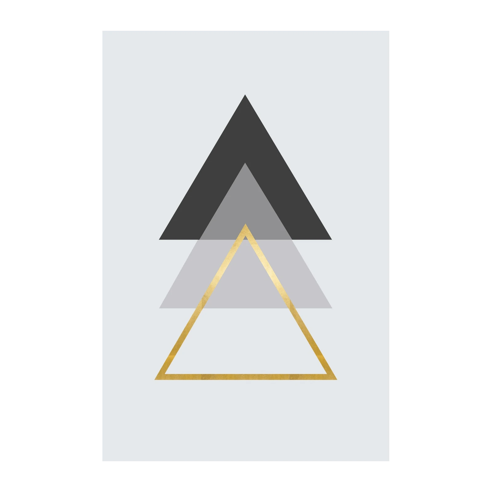 Geometric Gold & Grey Abstract Triangles Wall Art