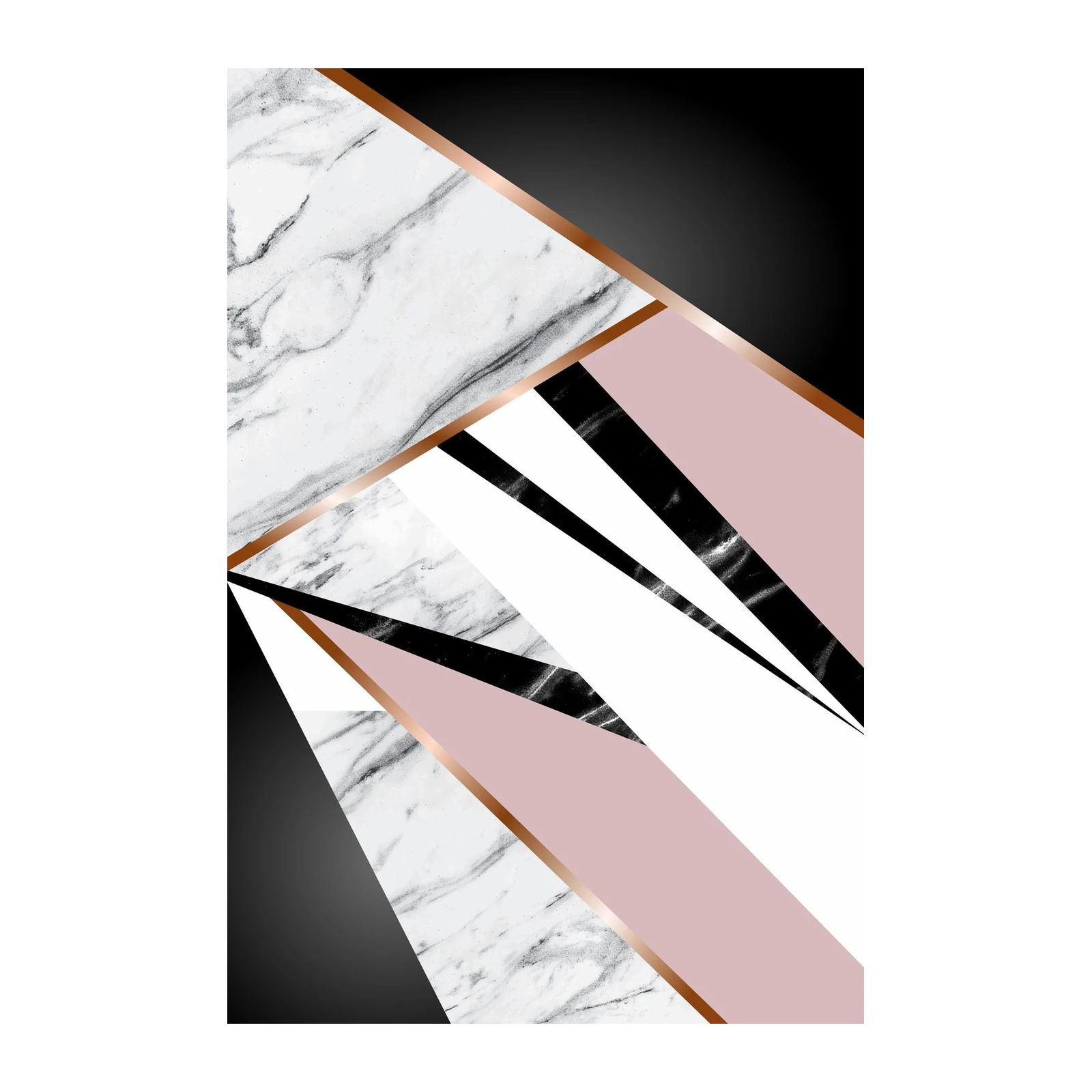 Geometric Marble Blush Gold Wall Art