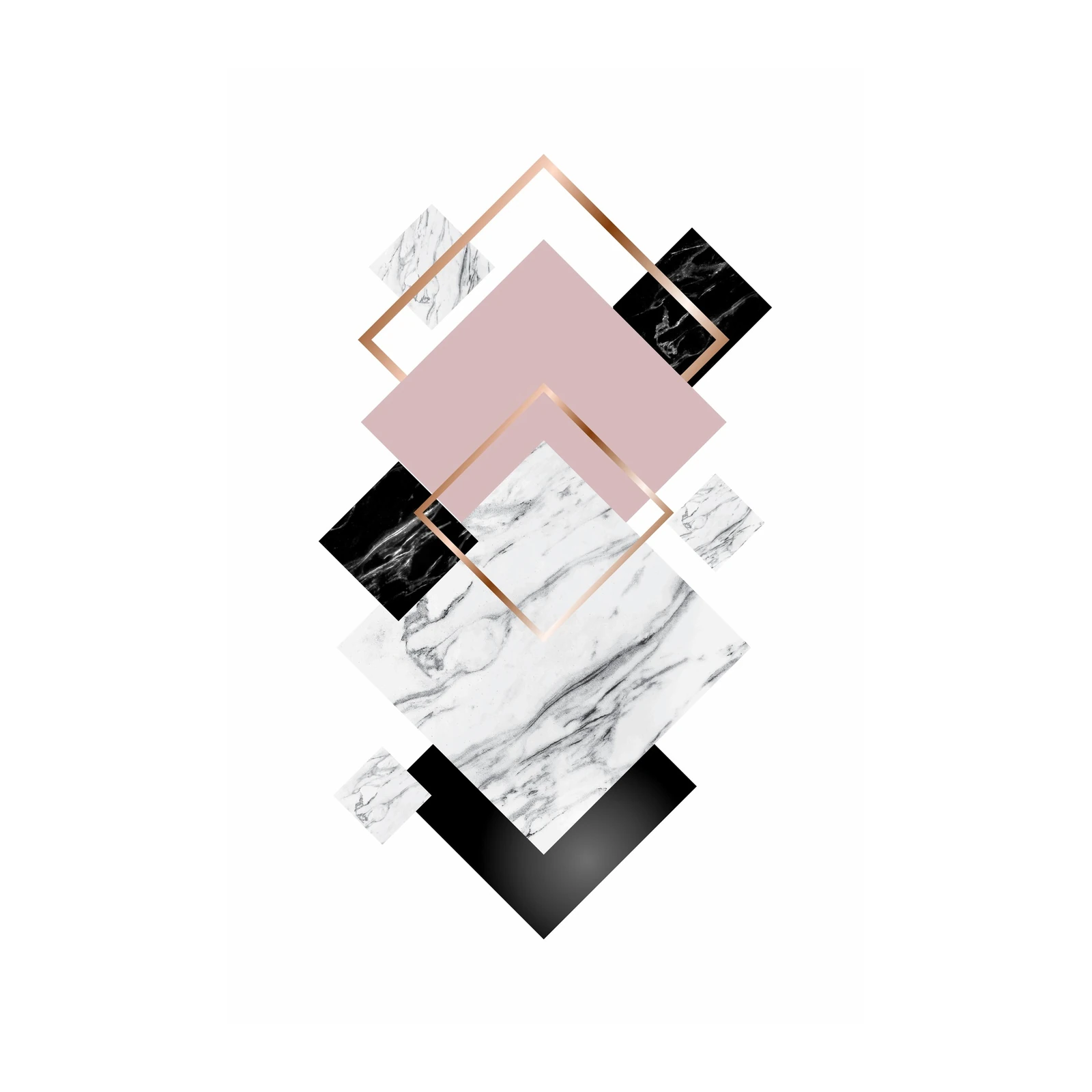 Modern Geometric Marble Rose Gold Wall Art