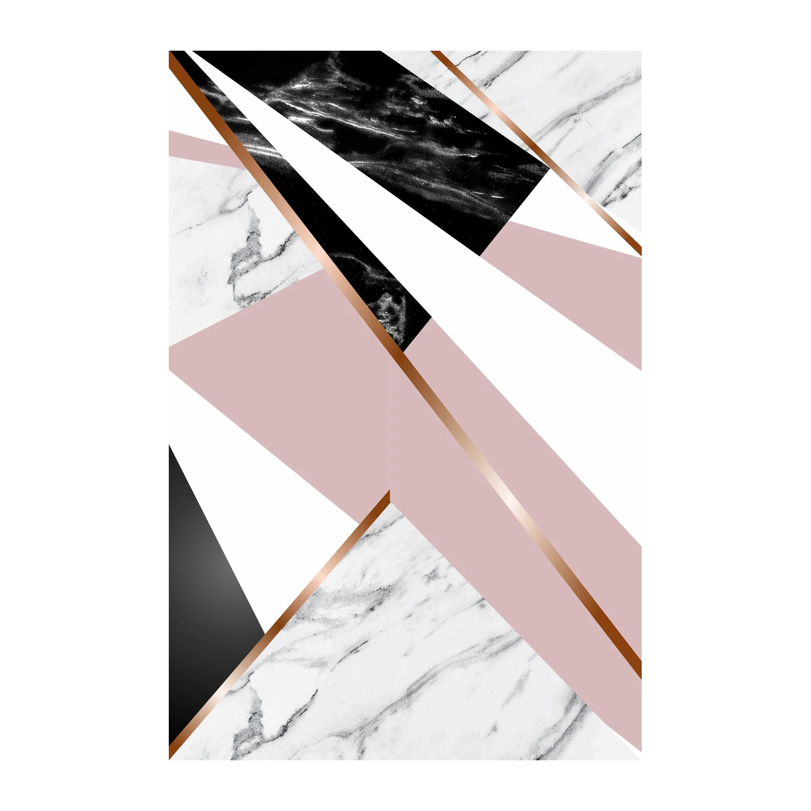 Chic Geometric Marble Rose Gold Wall Art