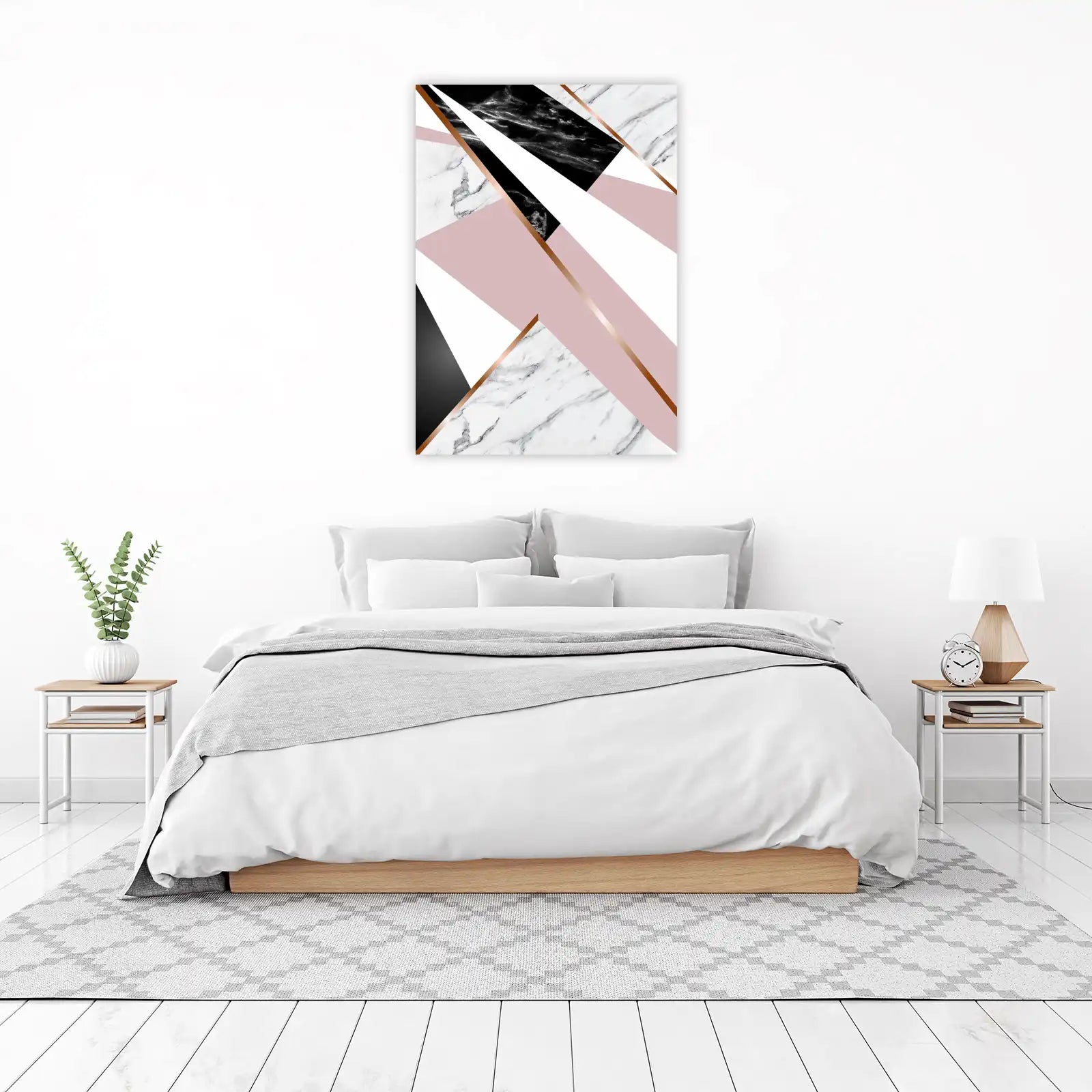 Chic Geometric Marble Rose Gold Wall Art
