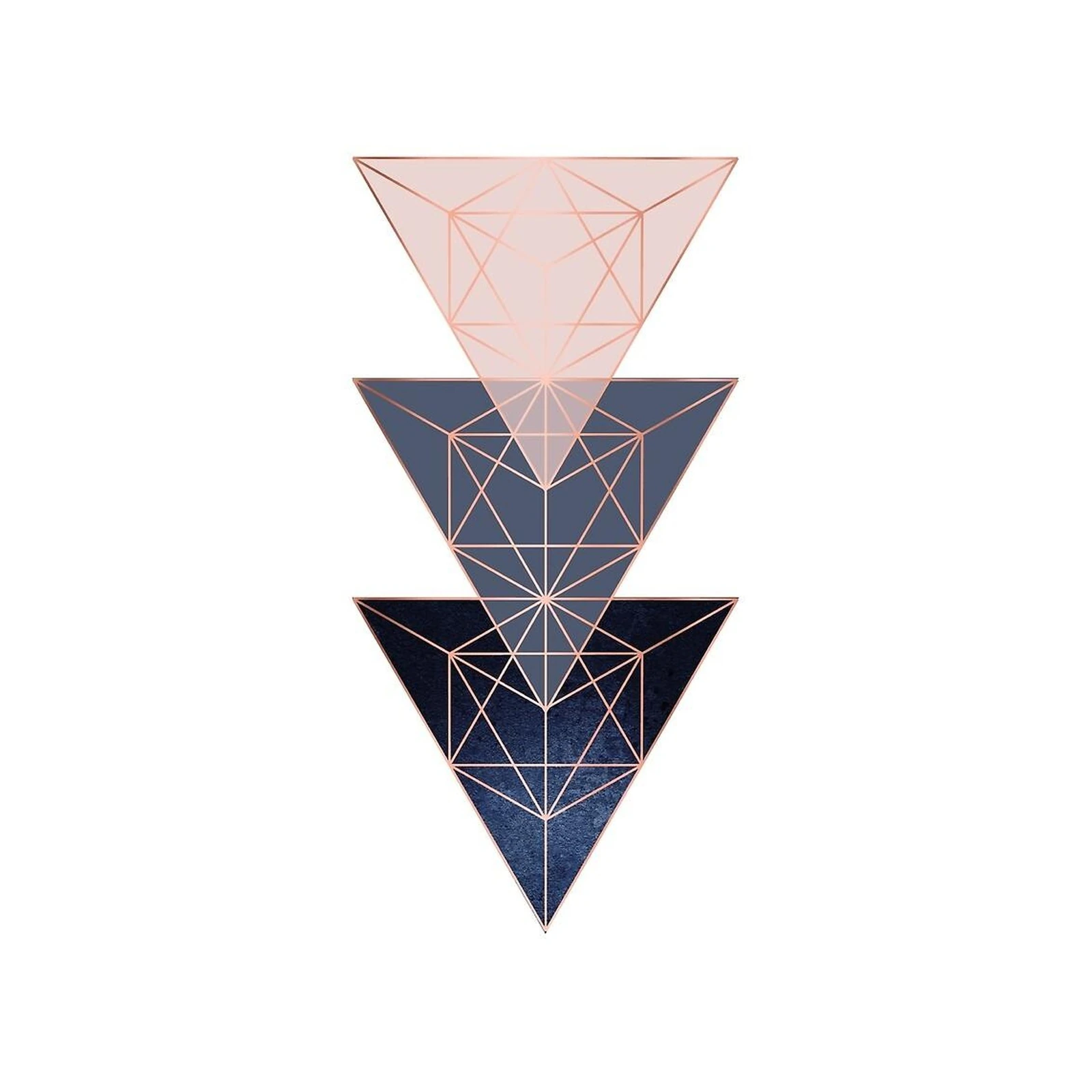 Geometric Rose Gold Triangles Wall Art