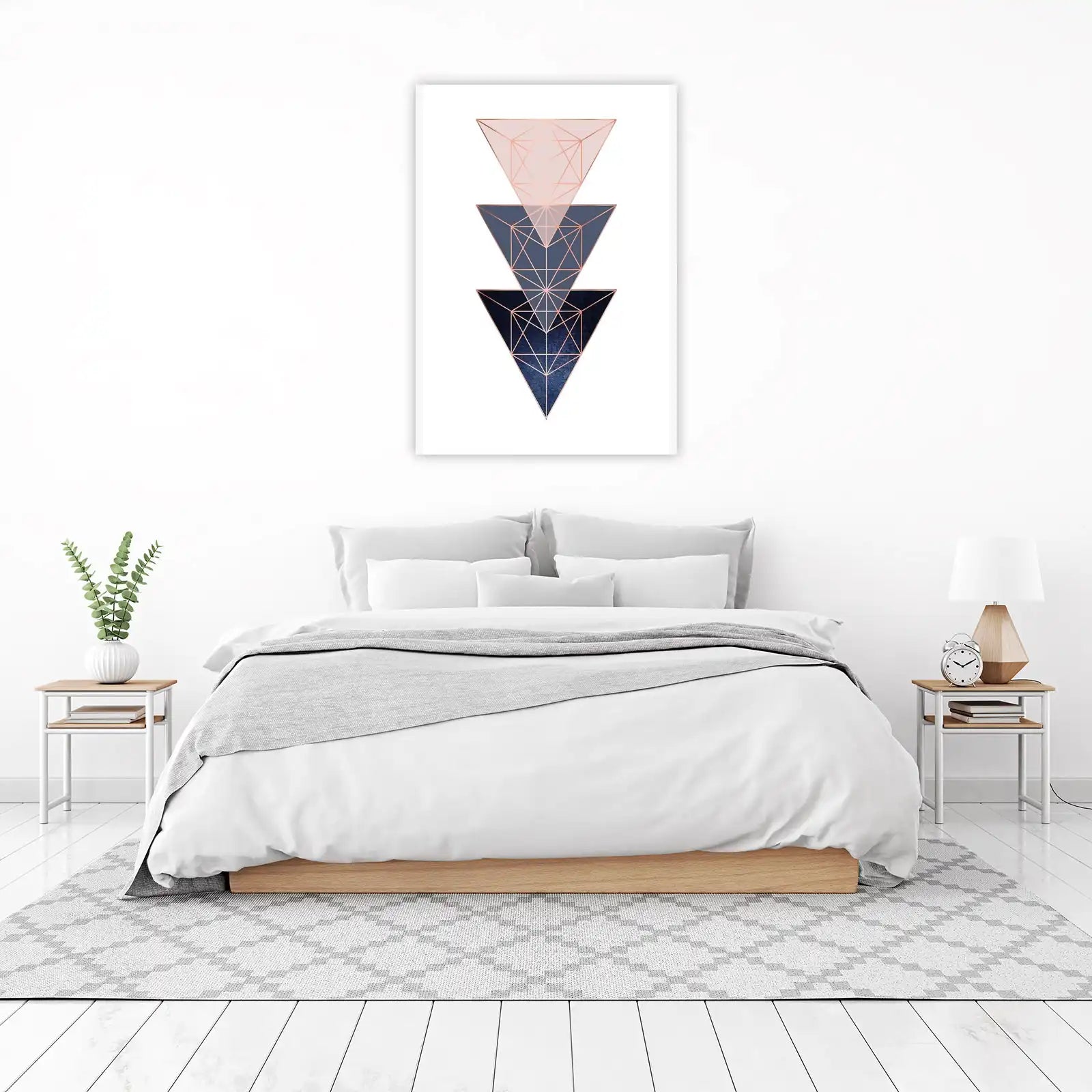 Geometric Rose Gold Triangles Wall Art