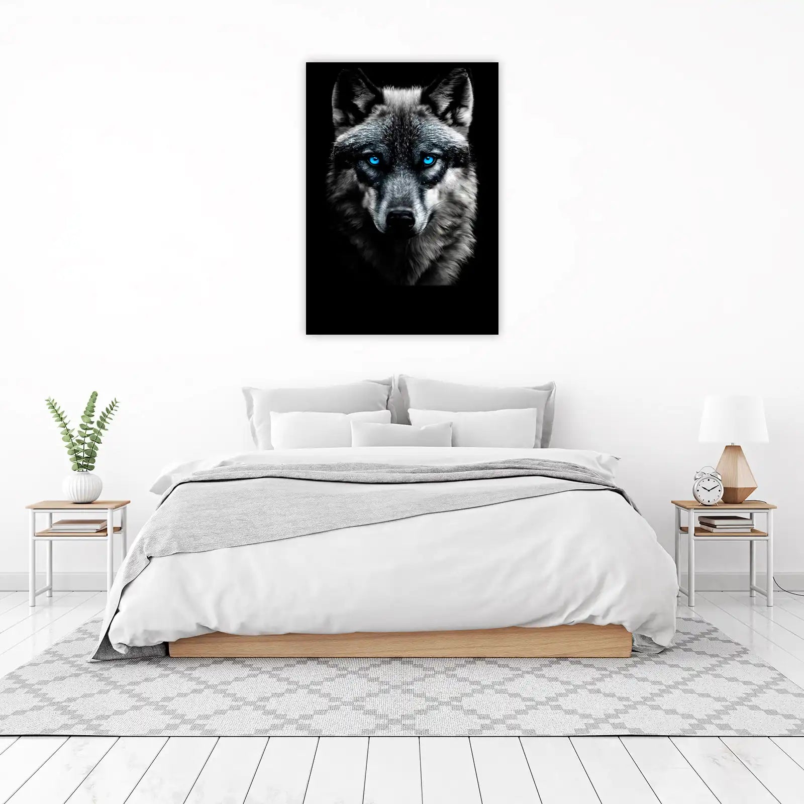 Majestic Wolf with Blue Eyes Wall Art