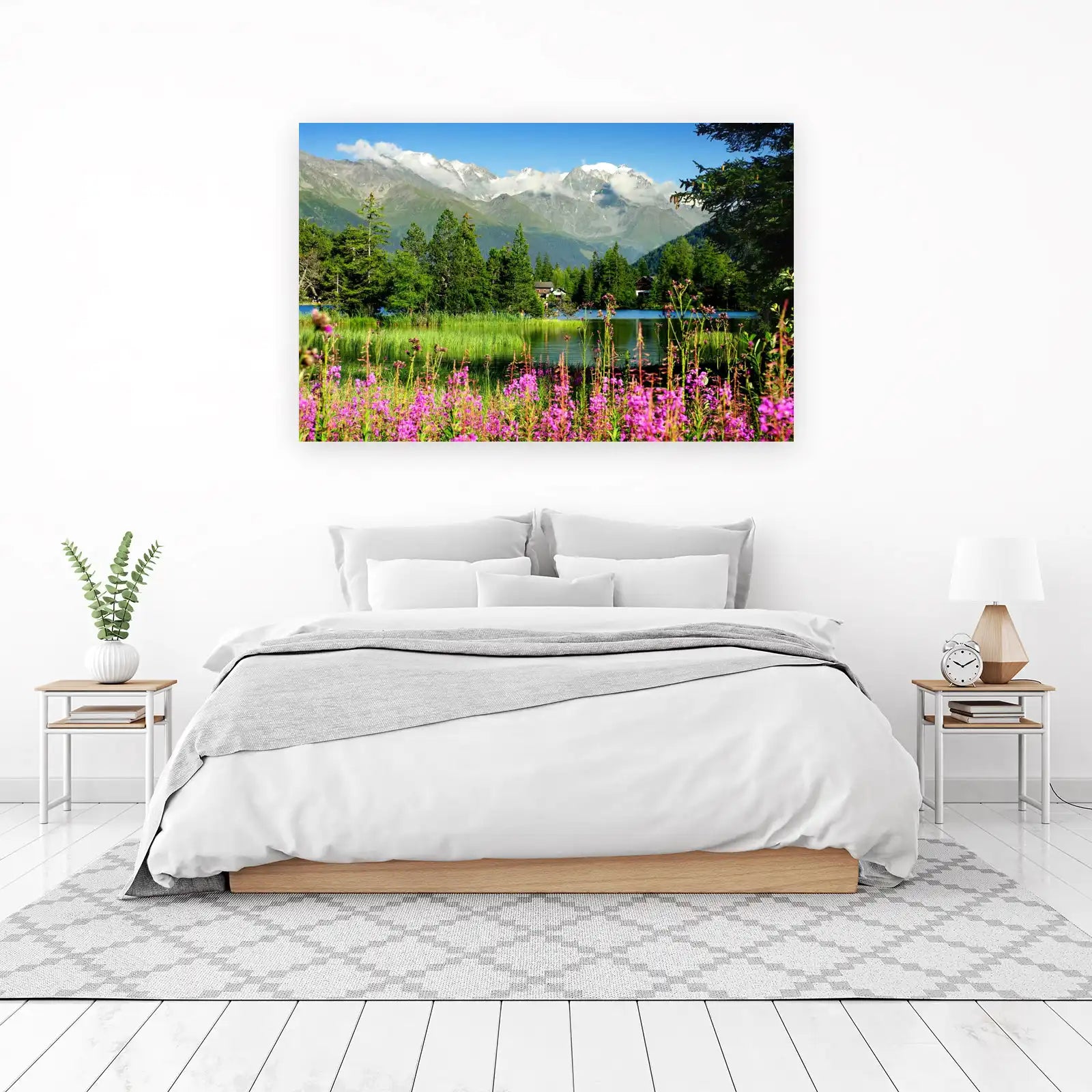 Serene Alpine Lake & Wildflowers Wall Art