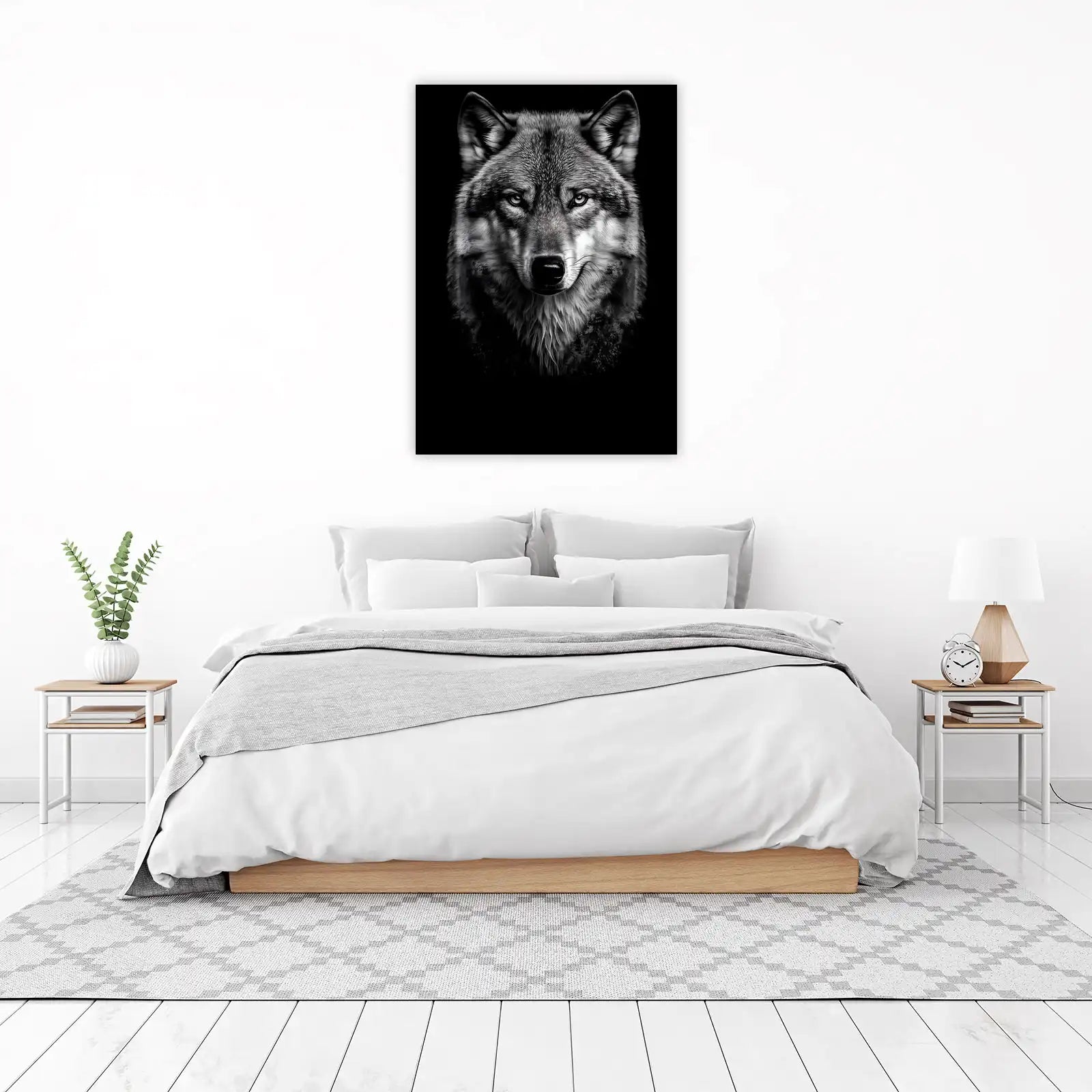 Intense Wolf Portrait B&W Wall Art