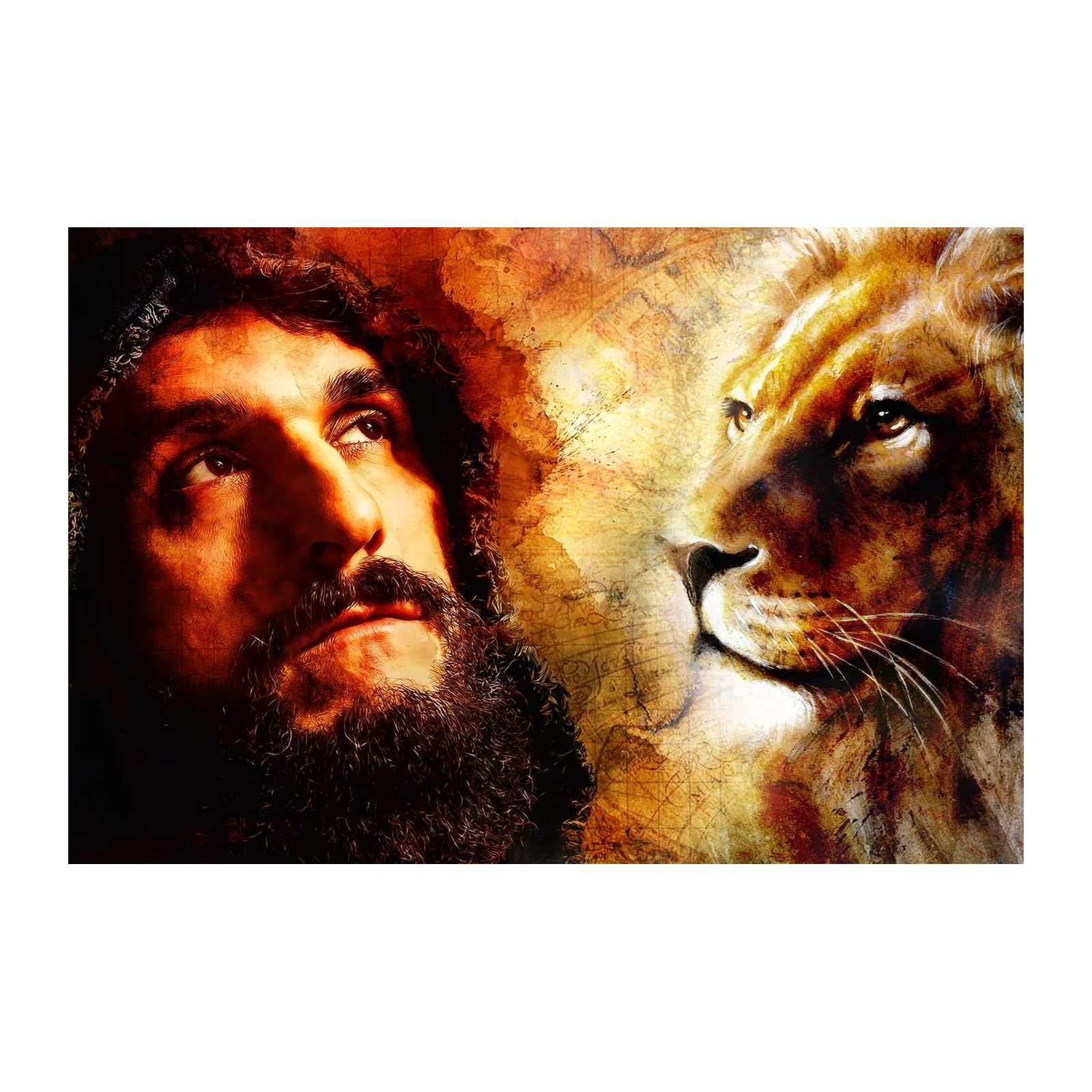 Faith & Strength: Man & Lion Wall Art