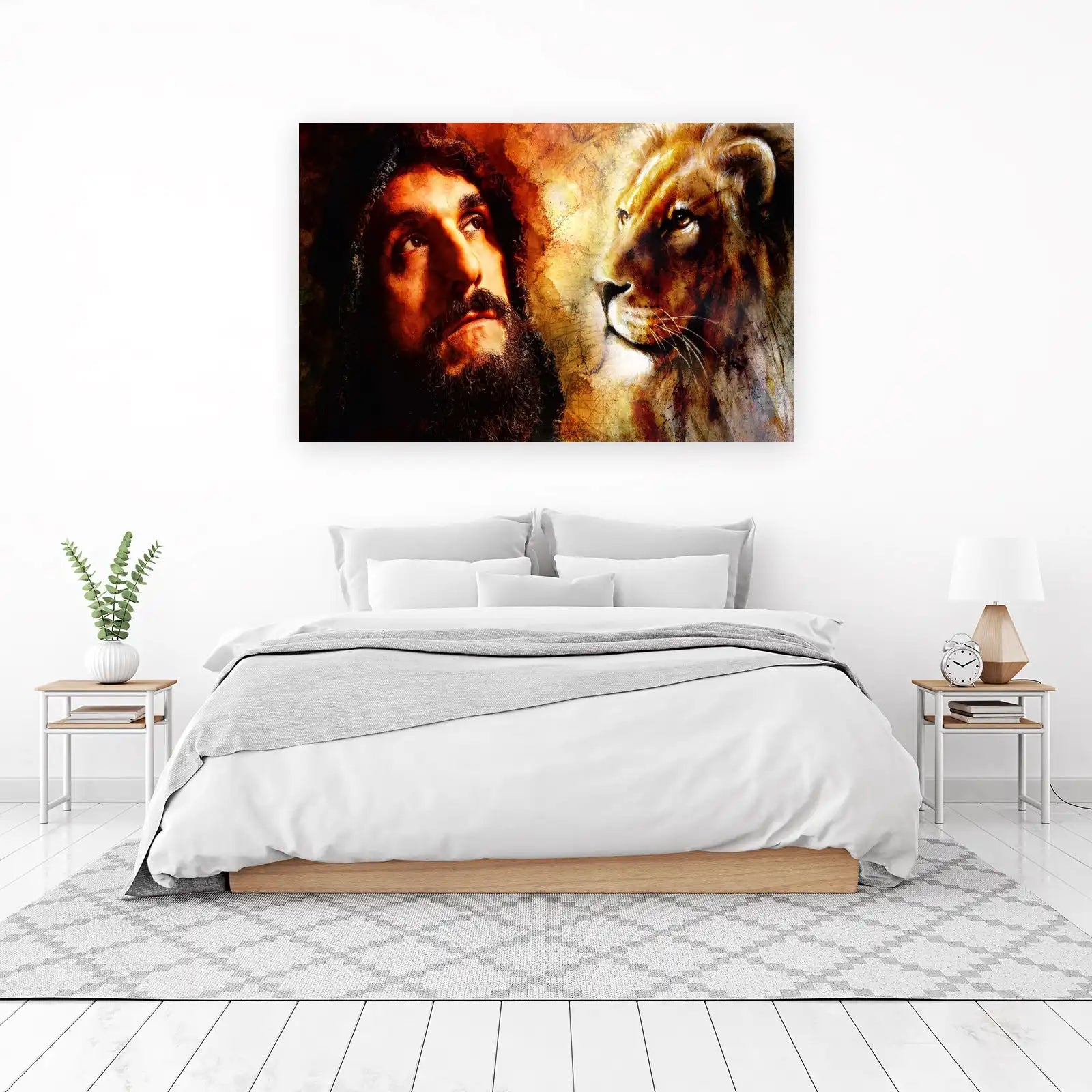 Faith & Strength: Man & Lion Wall Art
