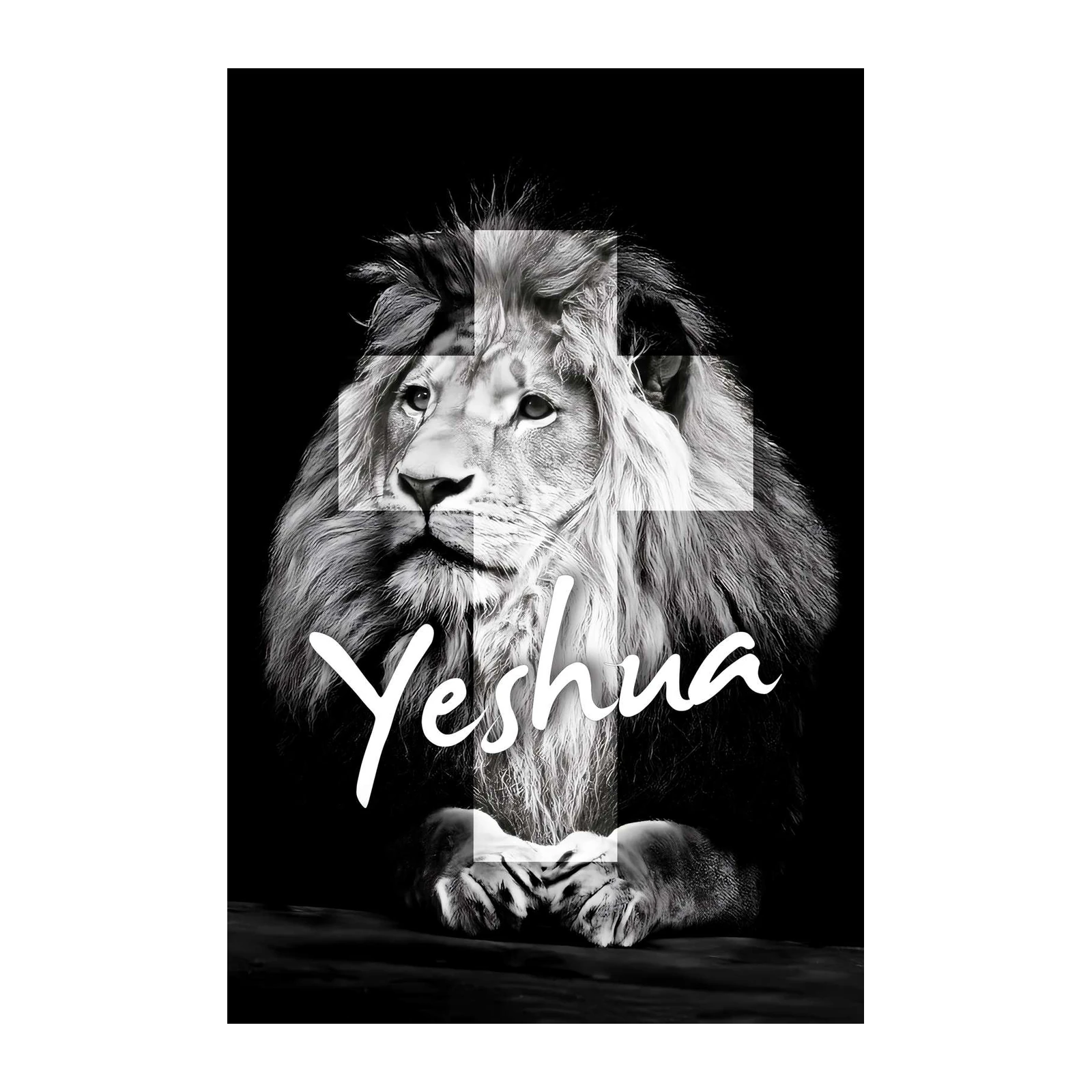 Majestic Lion 'Yeshua' Cross Wall Art