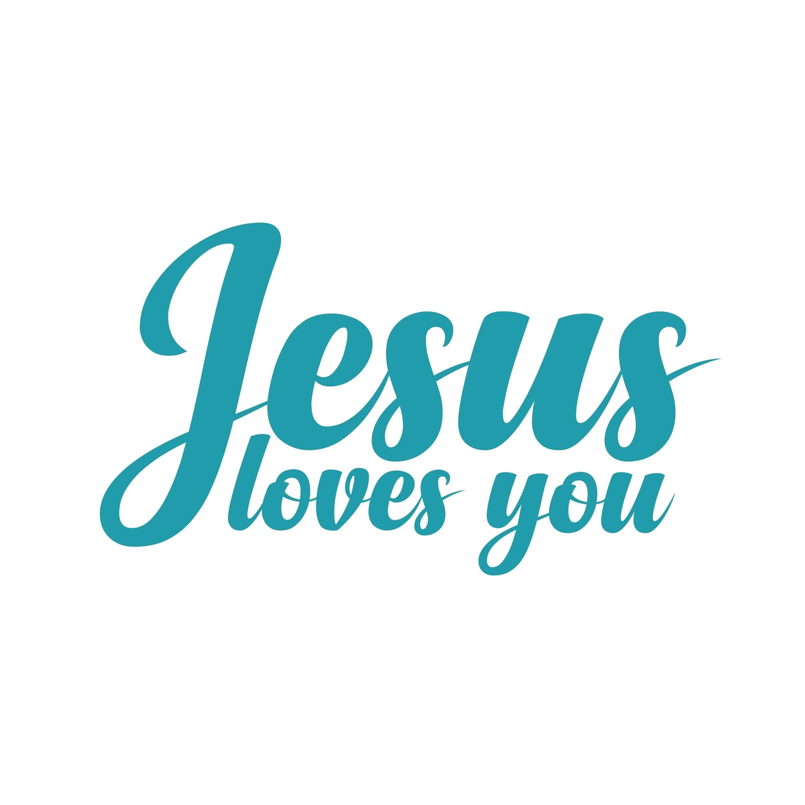 Inspiring Jesus Loves You Teal Script Wall Art