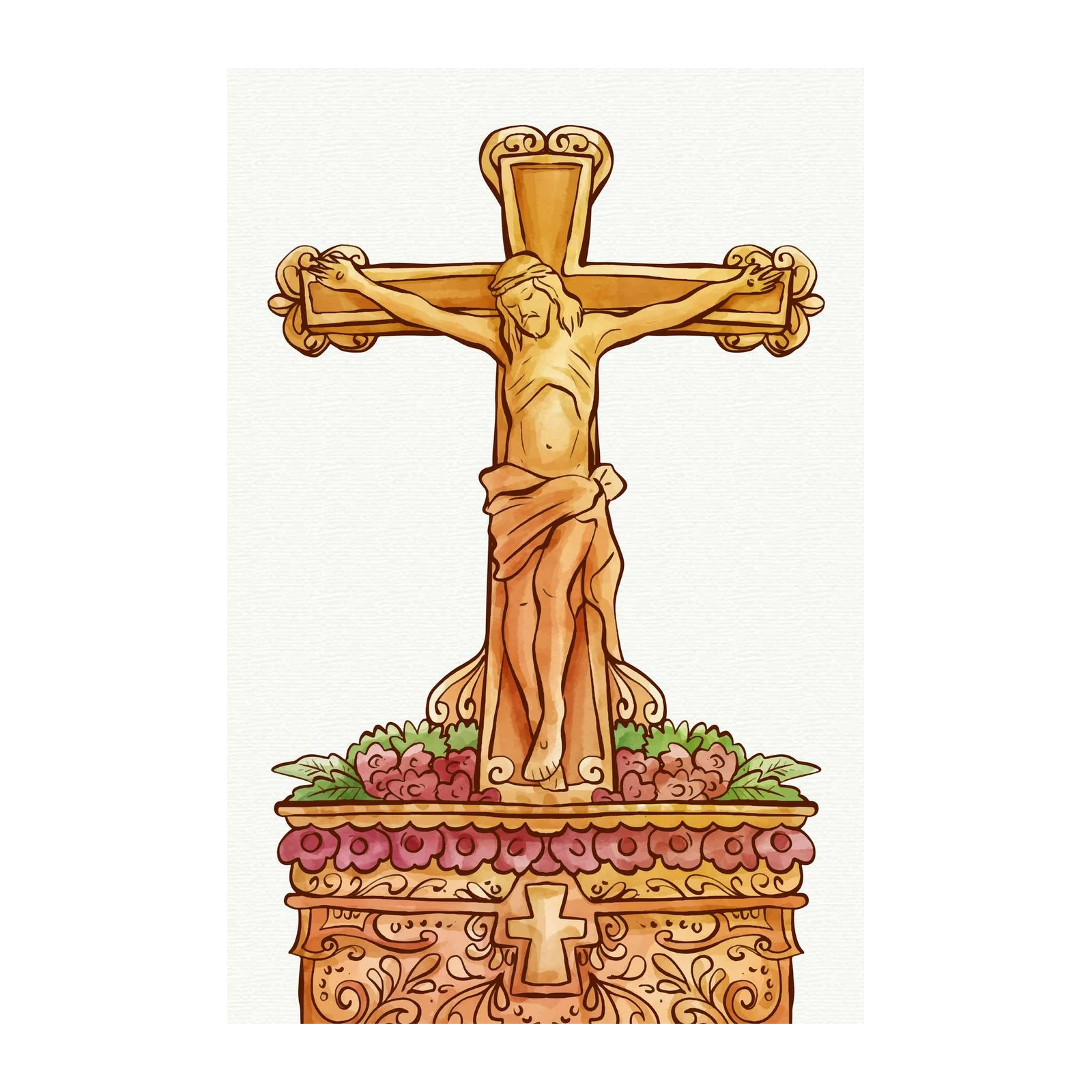 Jesus Crucifixion Watercolor Wall Art