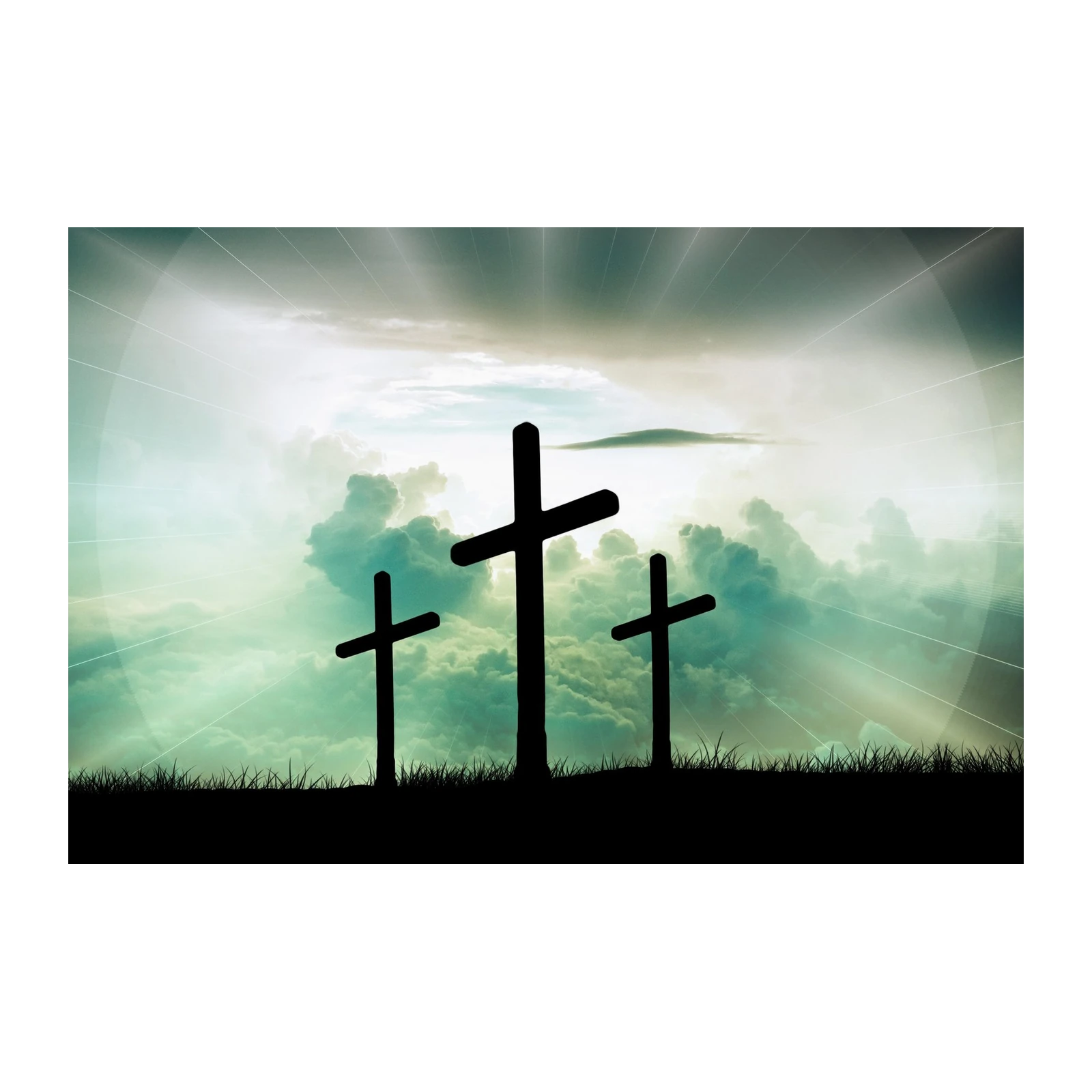 Three Crosses Heavenly Light Wall Art
