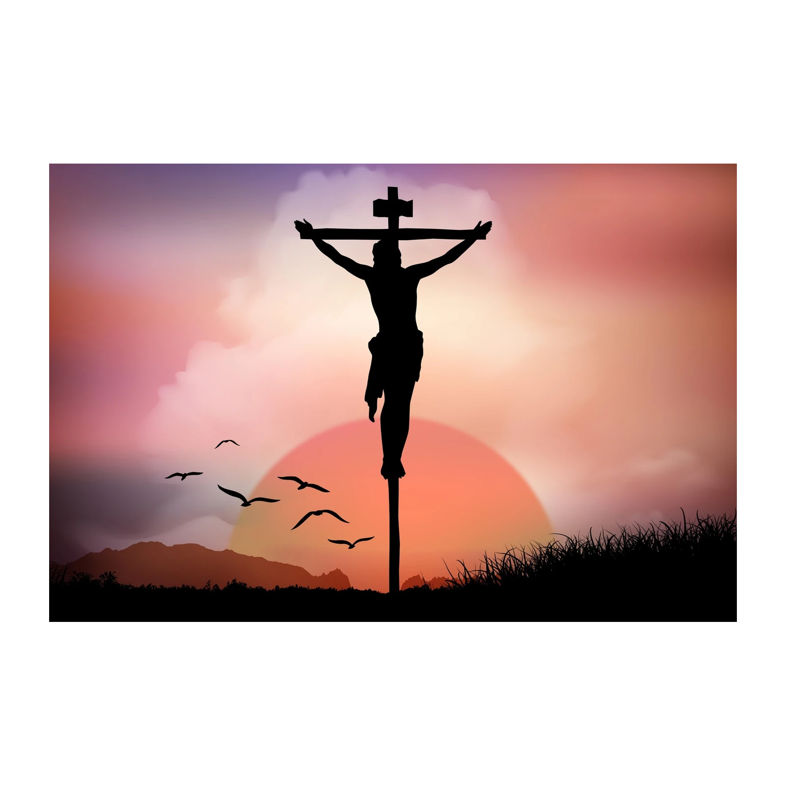 Jesus Crucifixion Silhouette Wall Art