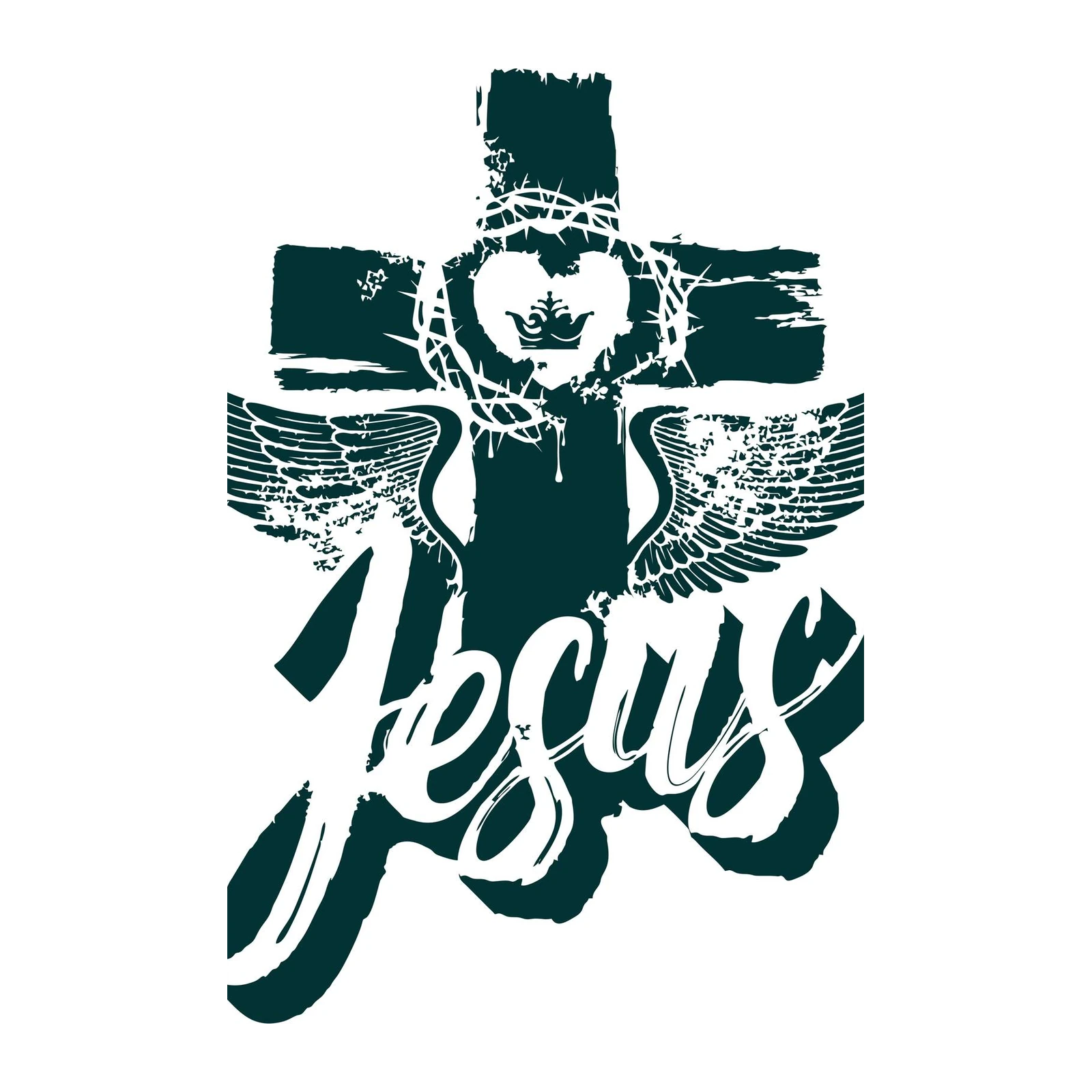 Inspirational Jesus Angel Wings Cross Wall Art