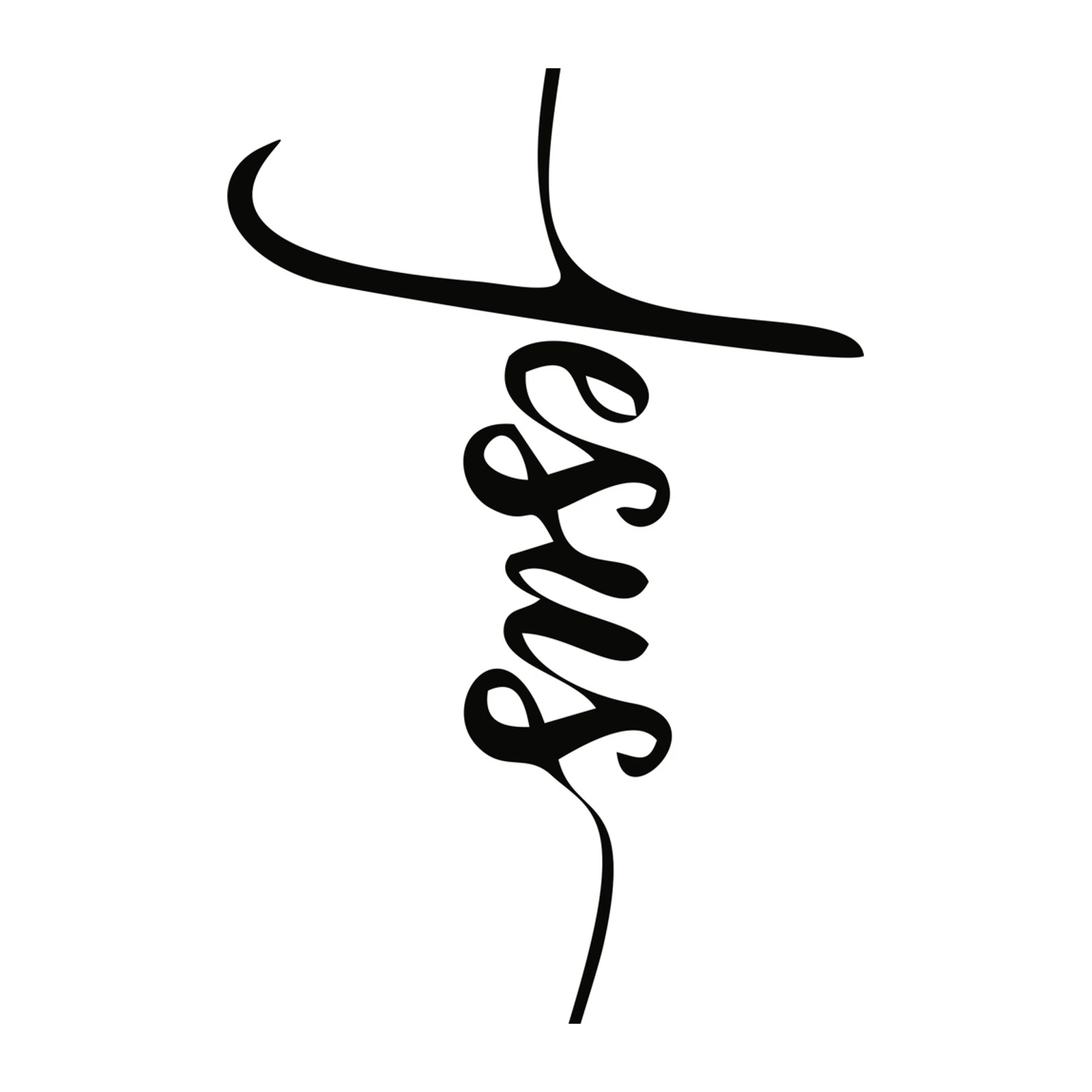 Elegant Jesus Cross Script Wall Art